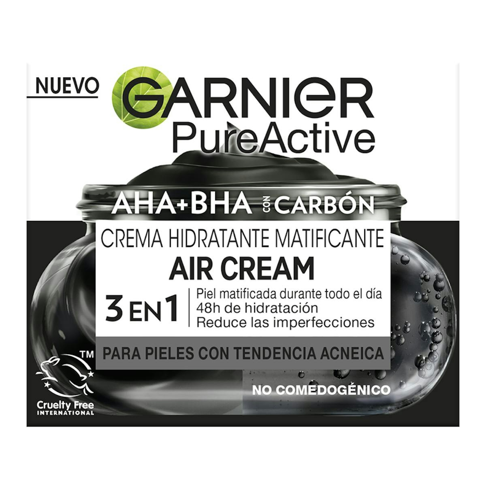 Crema Hidratante Matificante Air Cream AHA + BHA + Carbón Garnier 50Ml