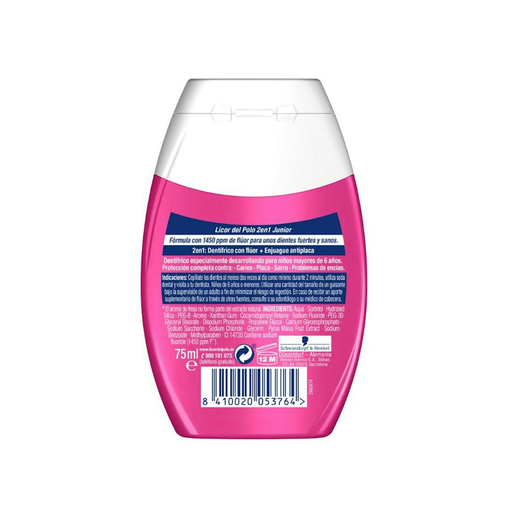 Dentífrico 2 En 1 Fresa +6 Años Licor Del Polo 75Ml