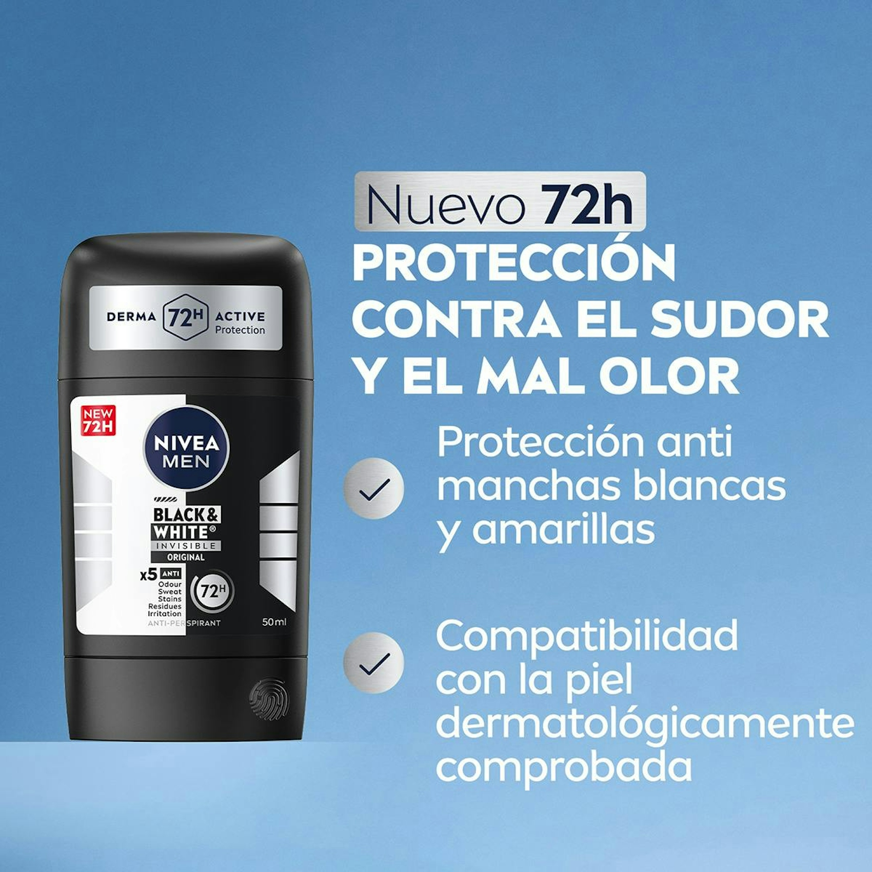 Desodorante En Barra Black & White Nivea Men 50Ml
