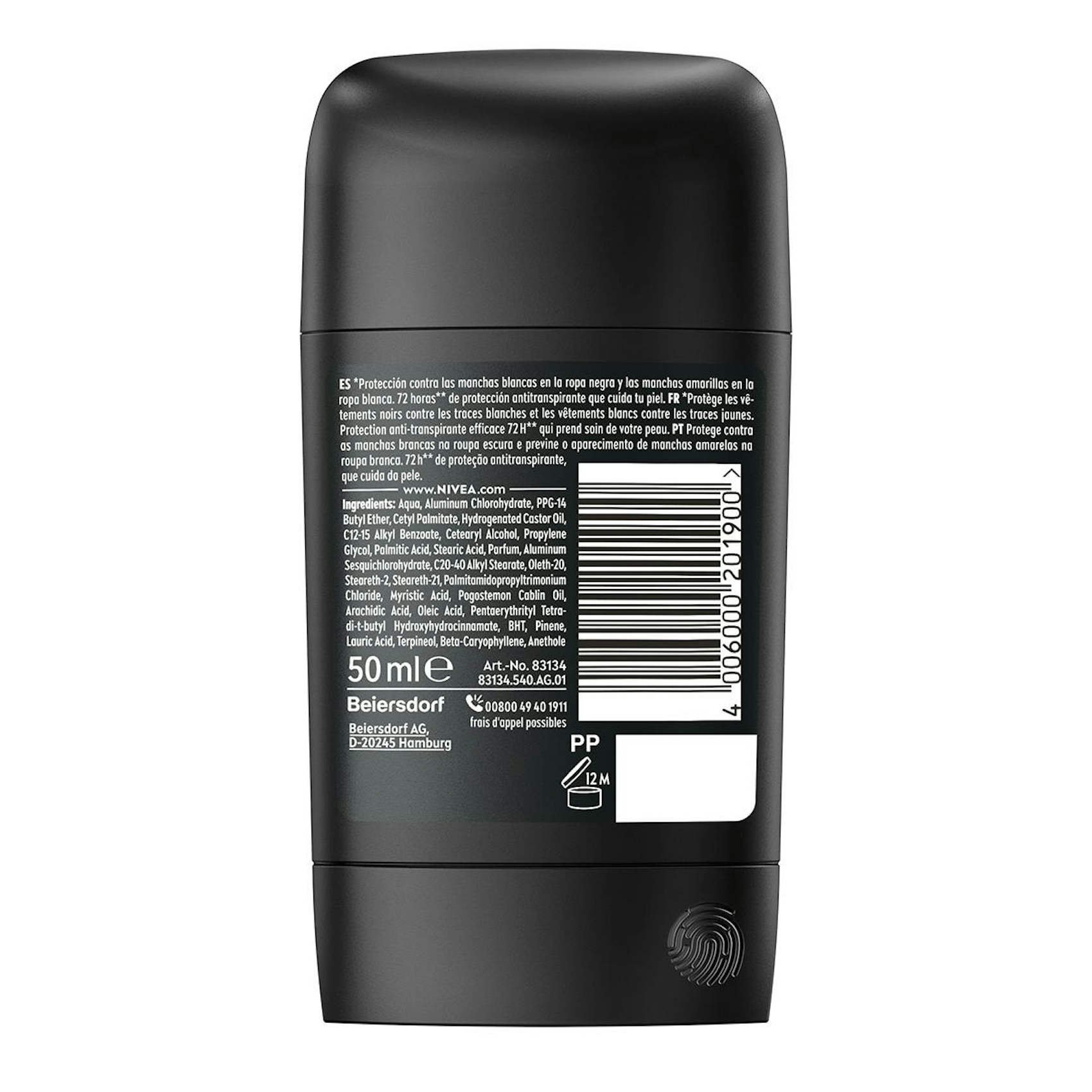 Desodorante En Barra Black & White Nivea Men 50Ml