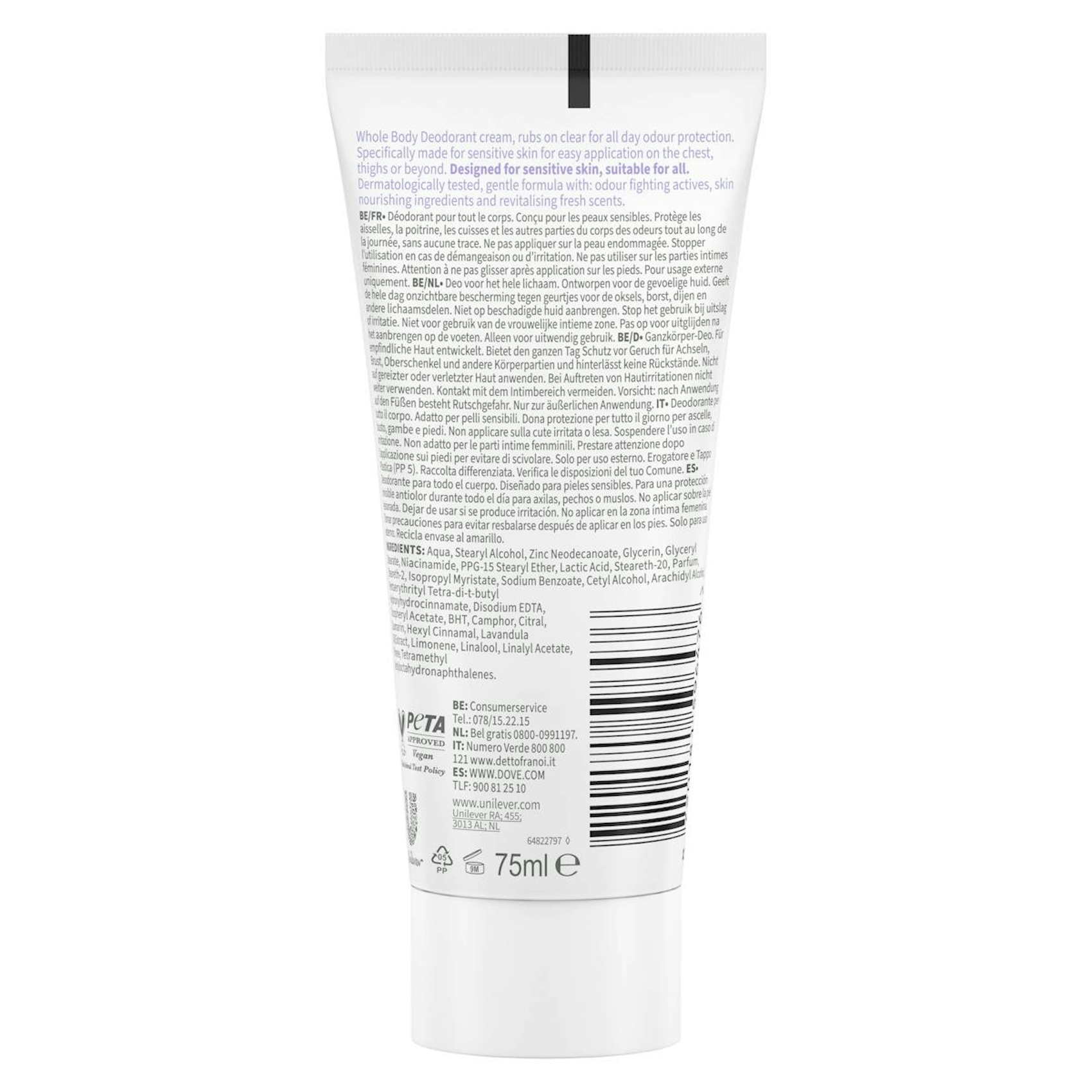 Desodorante En Crema All Over Body Lavanda Y Manzanilla Dove 75Ml