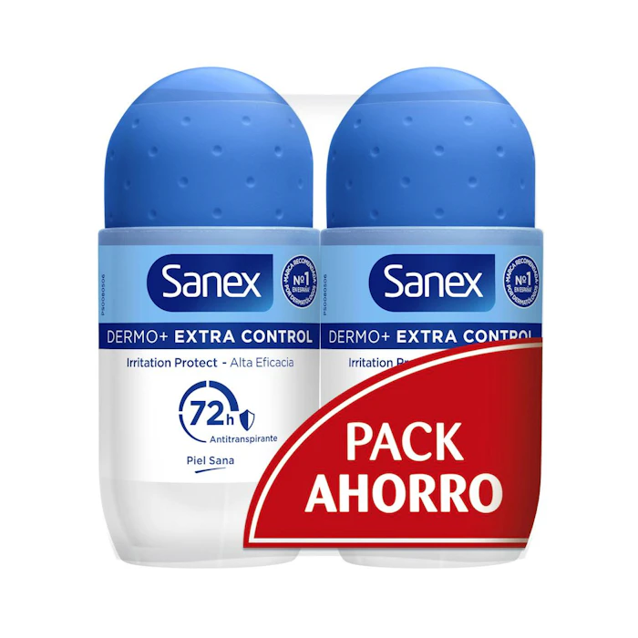 Desodorante Roll-On Dermo+ Extra Control 72H Antitranspirante Sanex Pack 2x50Ml