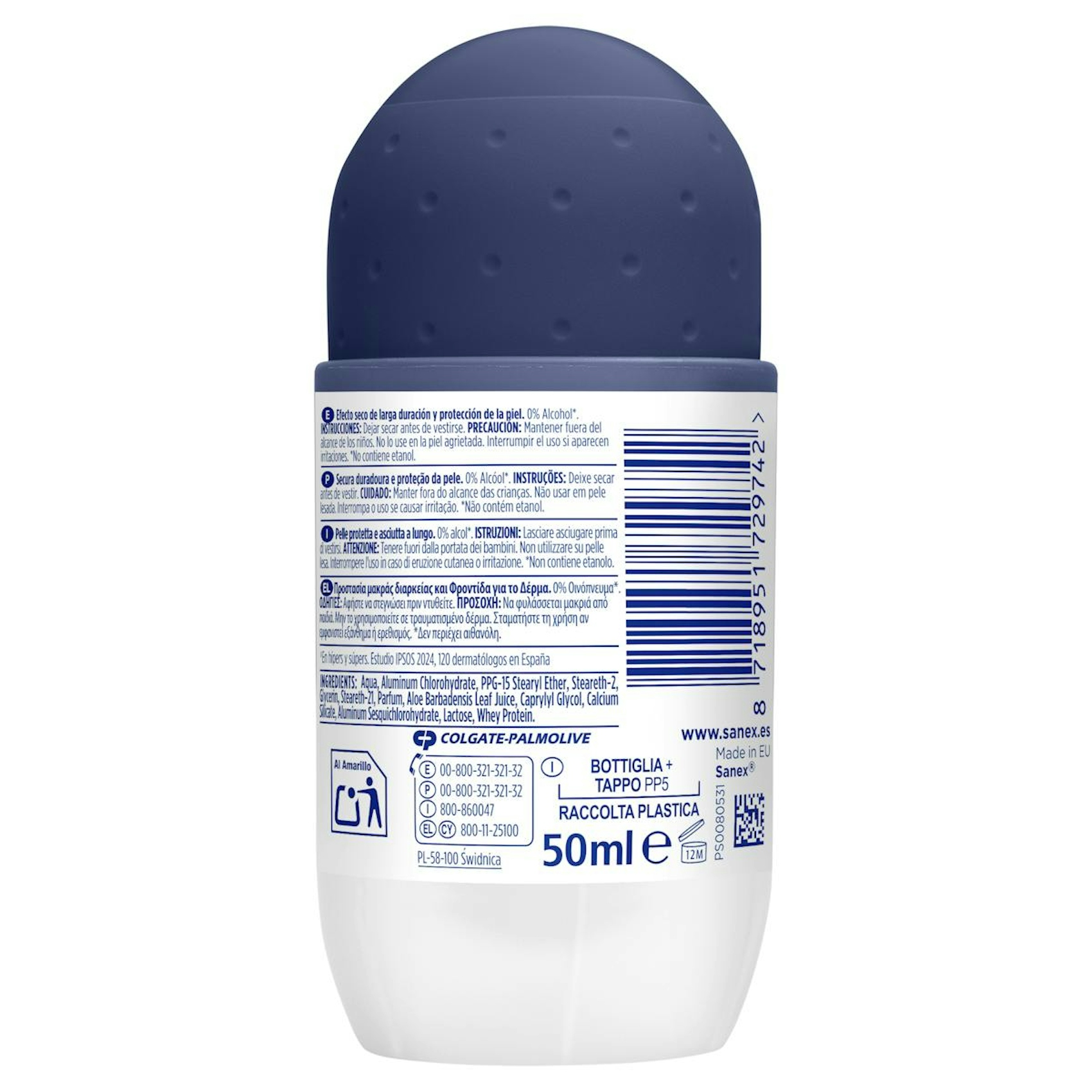 Desodorante Roll-On Fresh Protect 72H Sanex Men 50Ml