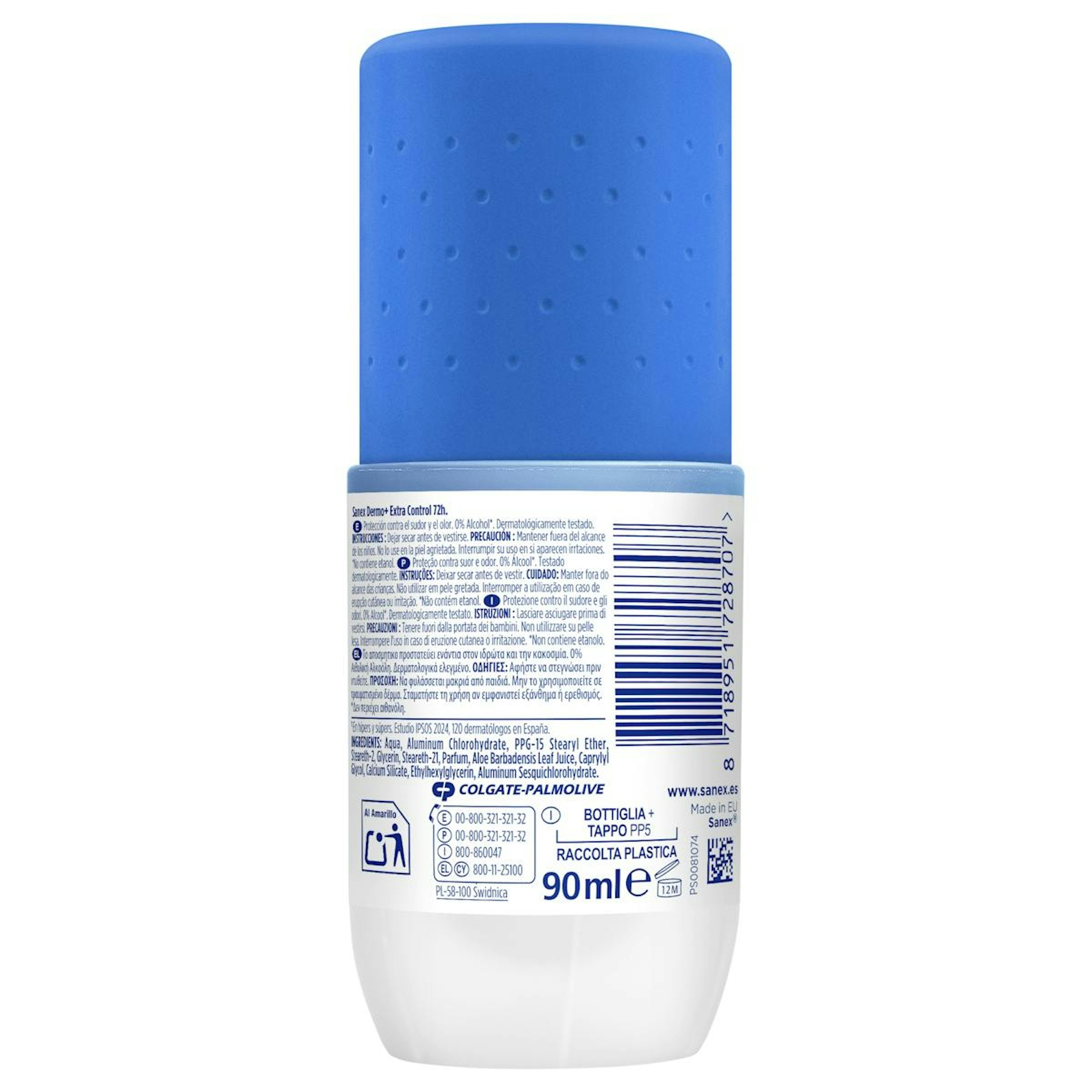 Desodorante Roll-On XXL Extra Control Sanex 90Ml