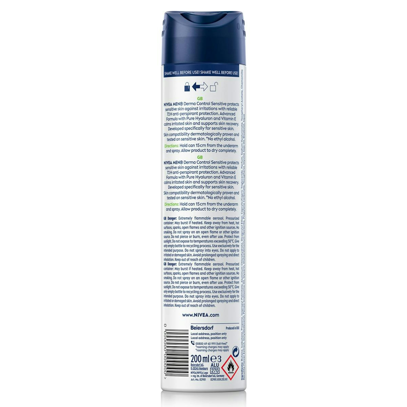 Desodorante Spray Control Sensitive Nivea Men 200Ml