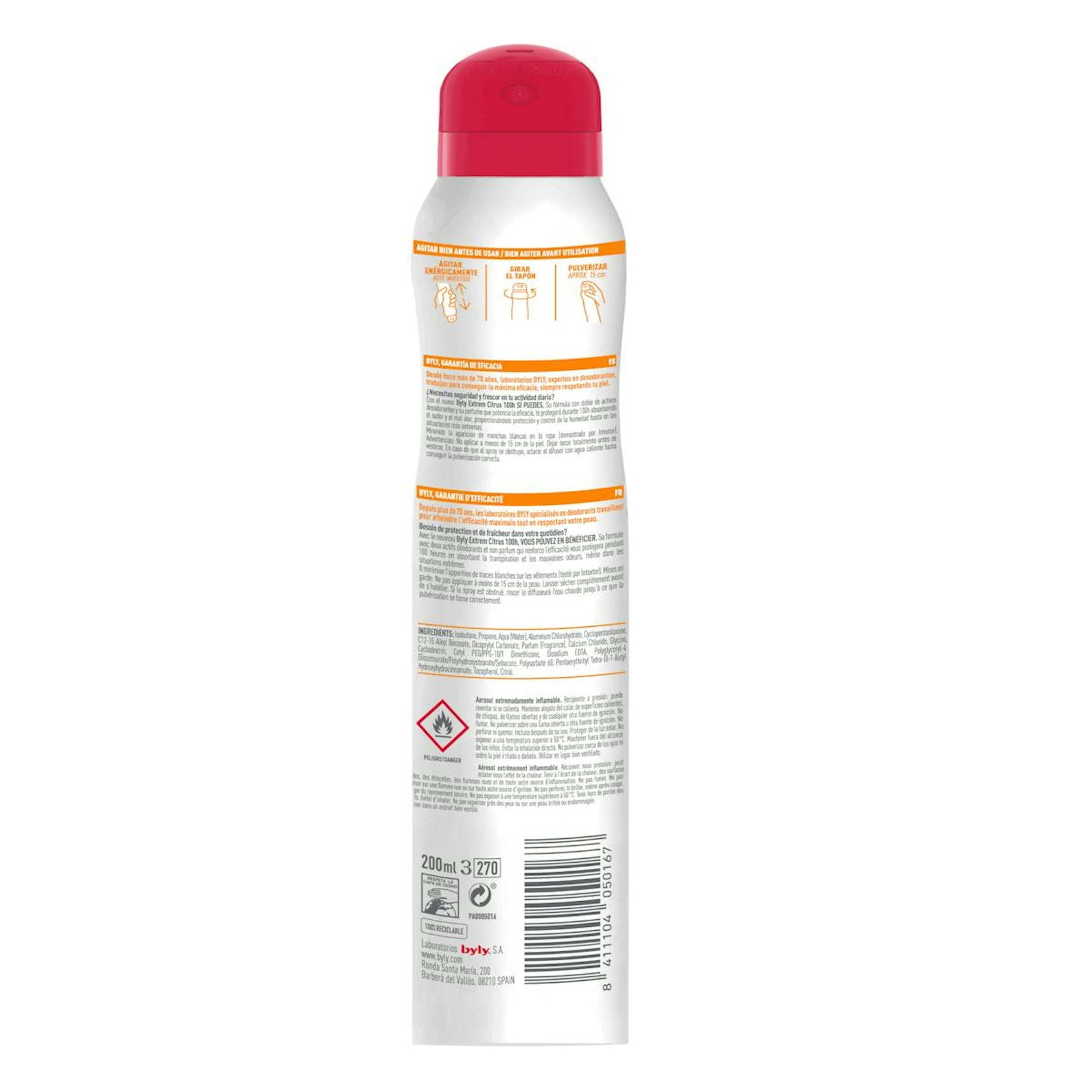 Desodorante Spray Extrem Citrus Byly 200Ml