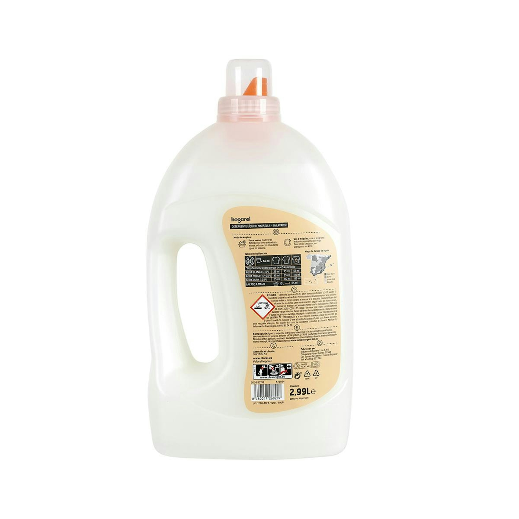 Detergente Líquido Marsella Hogarel 46 Lav 2.99L