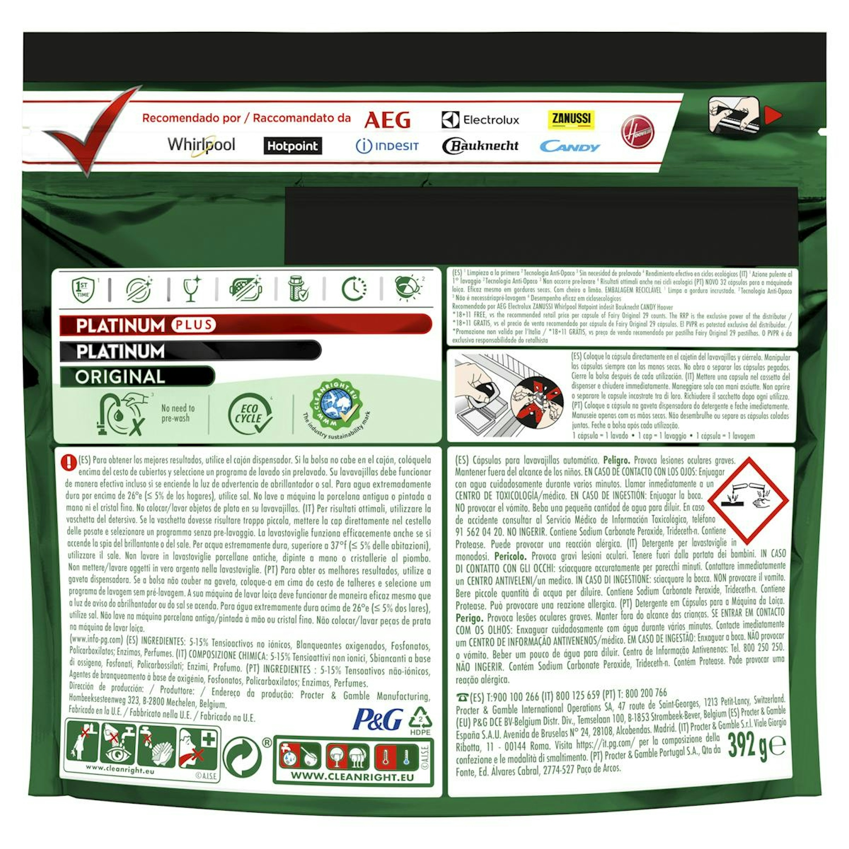 Detergente Lavavajillas Todo En Uno Limón Fairy Original 29 Cápsulas