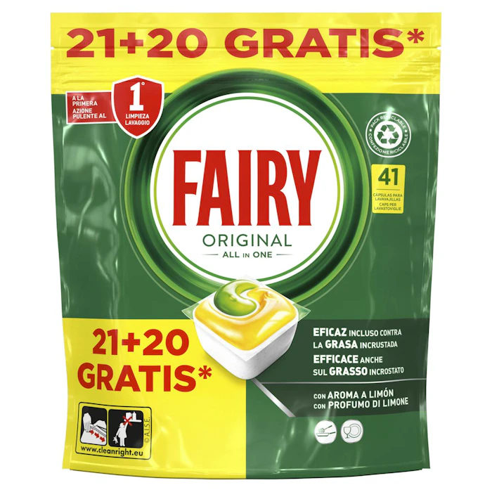 Lavavajillas En Cápsulas Todo En Uno Limón Fairy Original 21+20 Uds