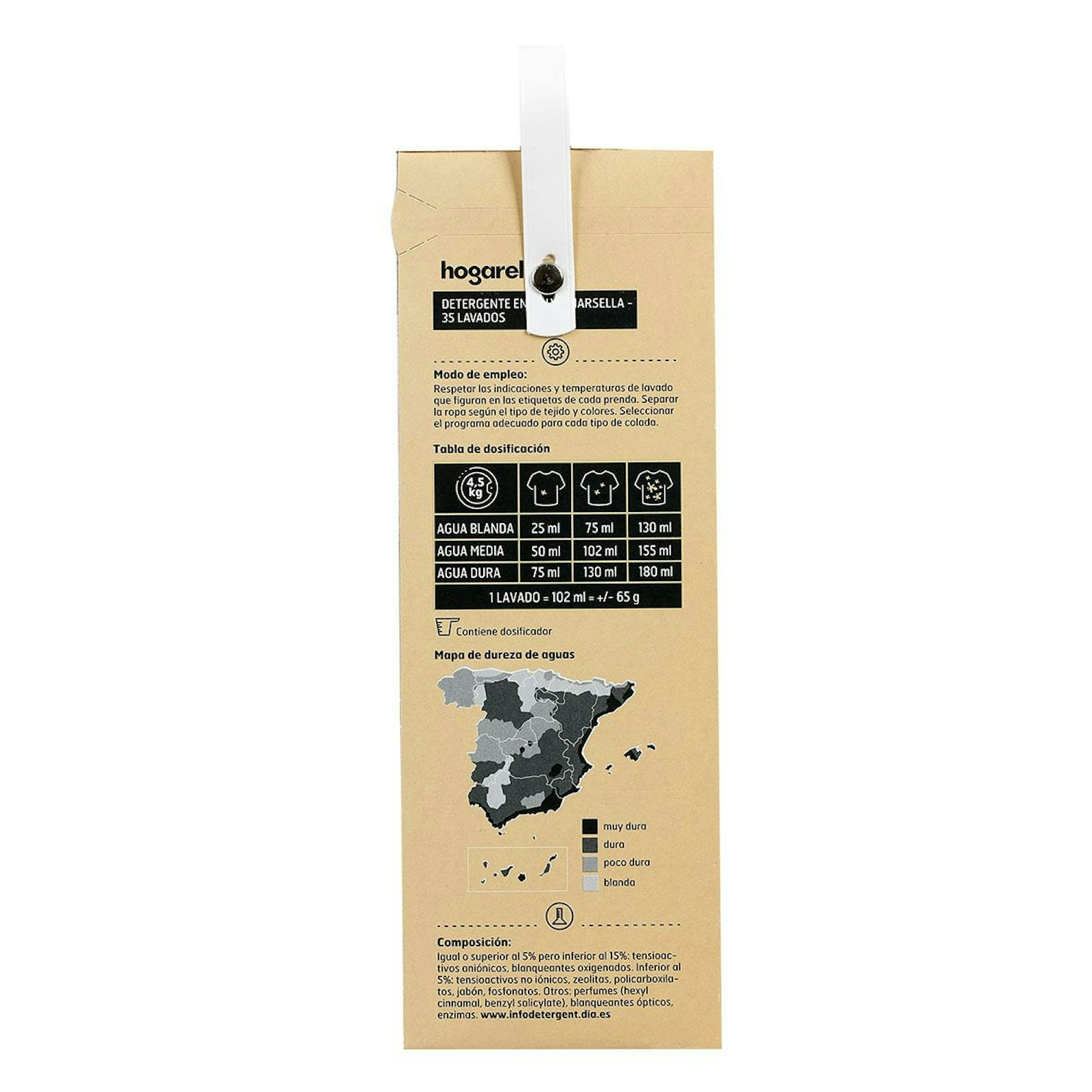 Detergente Polvo Jabón De Marsella Hogarel 35 Cacitos 2.275Kg