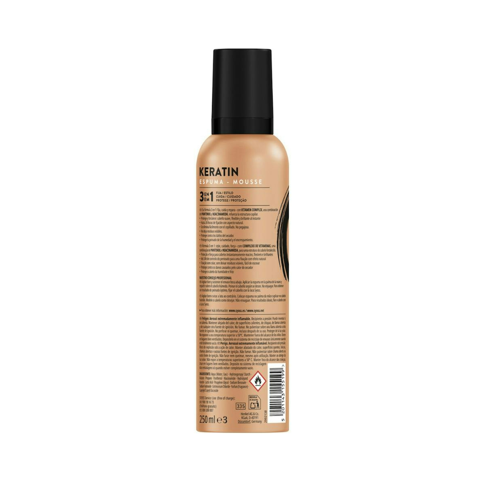 Espuma Keratin Syoss 250Ml
