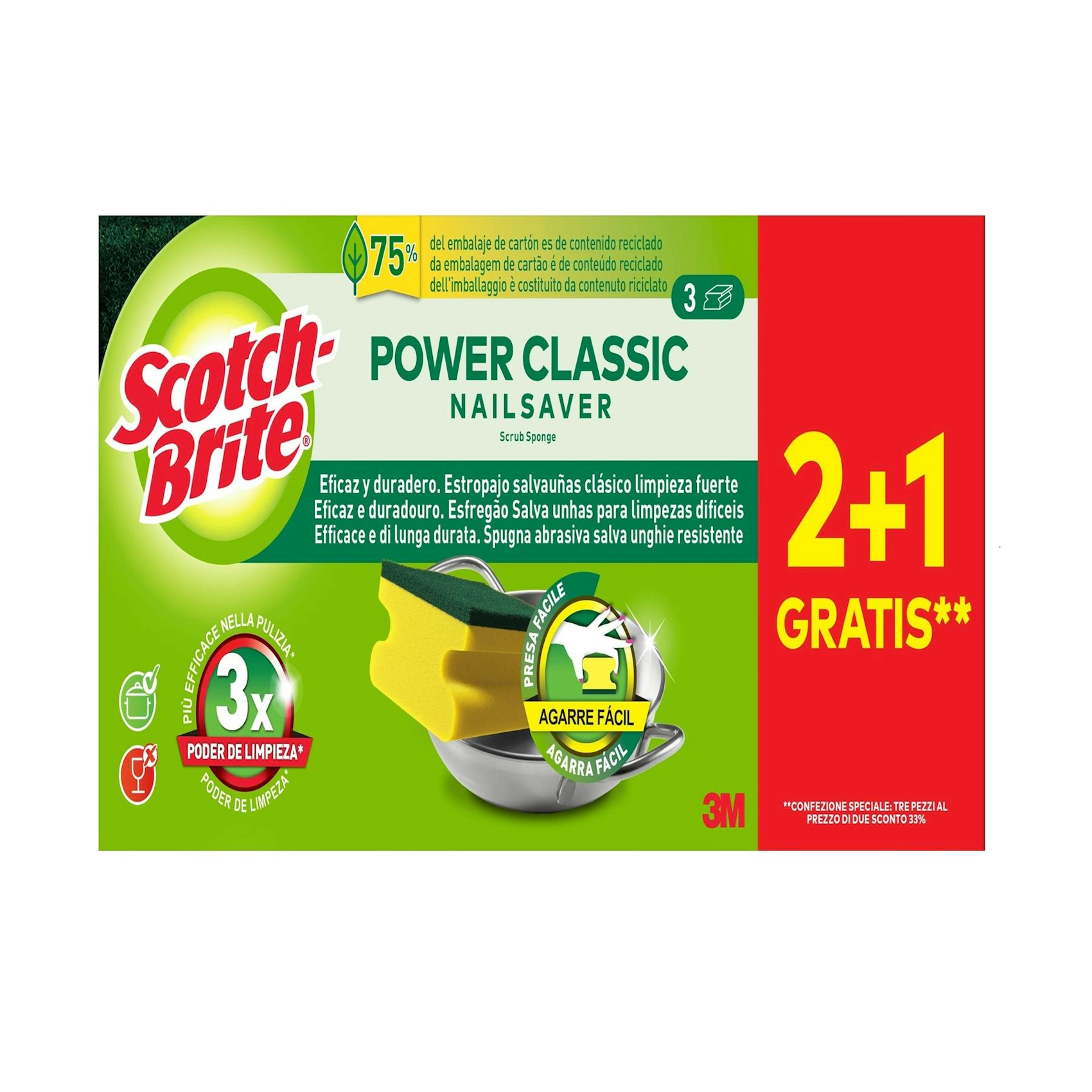 Estropajo Salvauñas Power Classic Scotch-Brite 2+1 Uds Estropajo Salvauñas Power Classic Scotch-Brite 2+1 Uds 0
