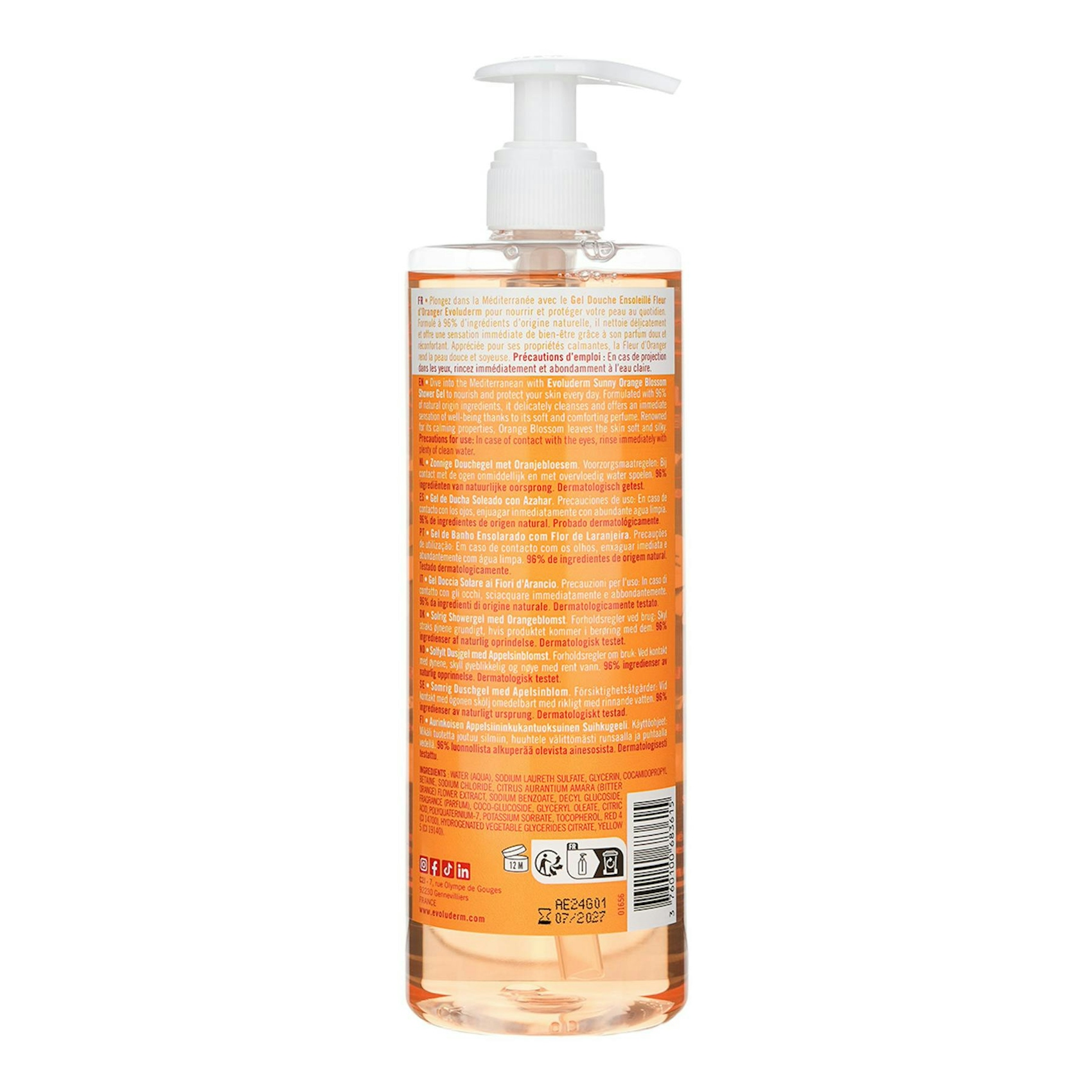 Gel De Duche Flor de Laranjeira Evoluderm 500Ml