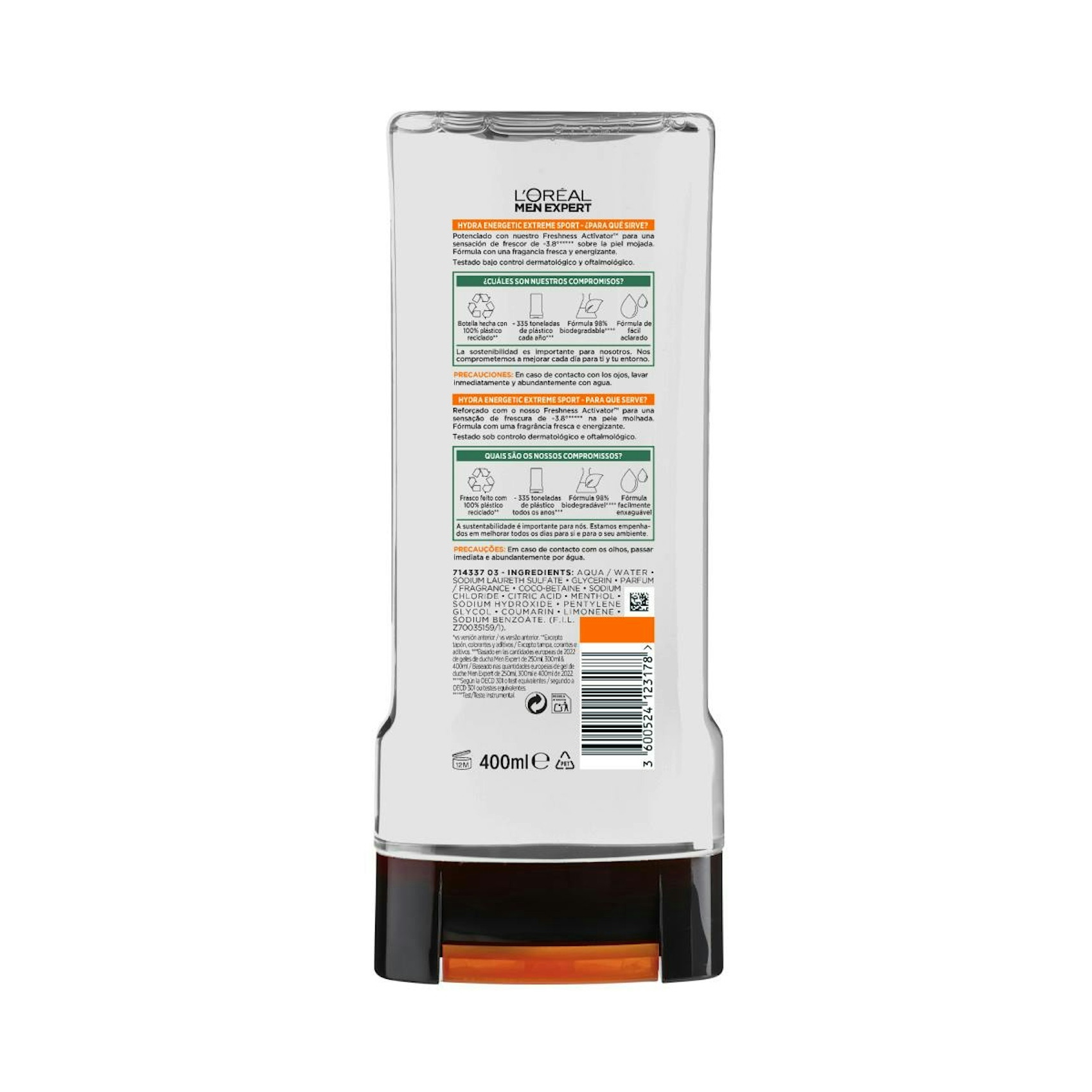 Gel De Ducha Hydra Energetic Extreme Sport L'Oréal Men Expert 400Ml