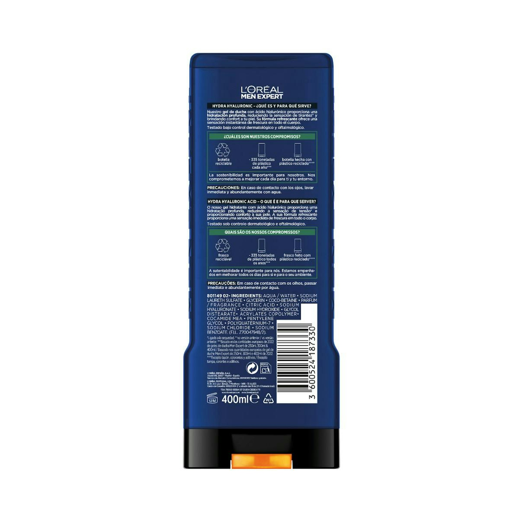 Gel De Ducha Hydra Hyaluronic L'Oréal Men Expert 400Ml