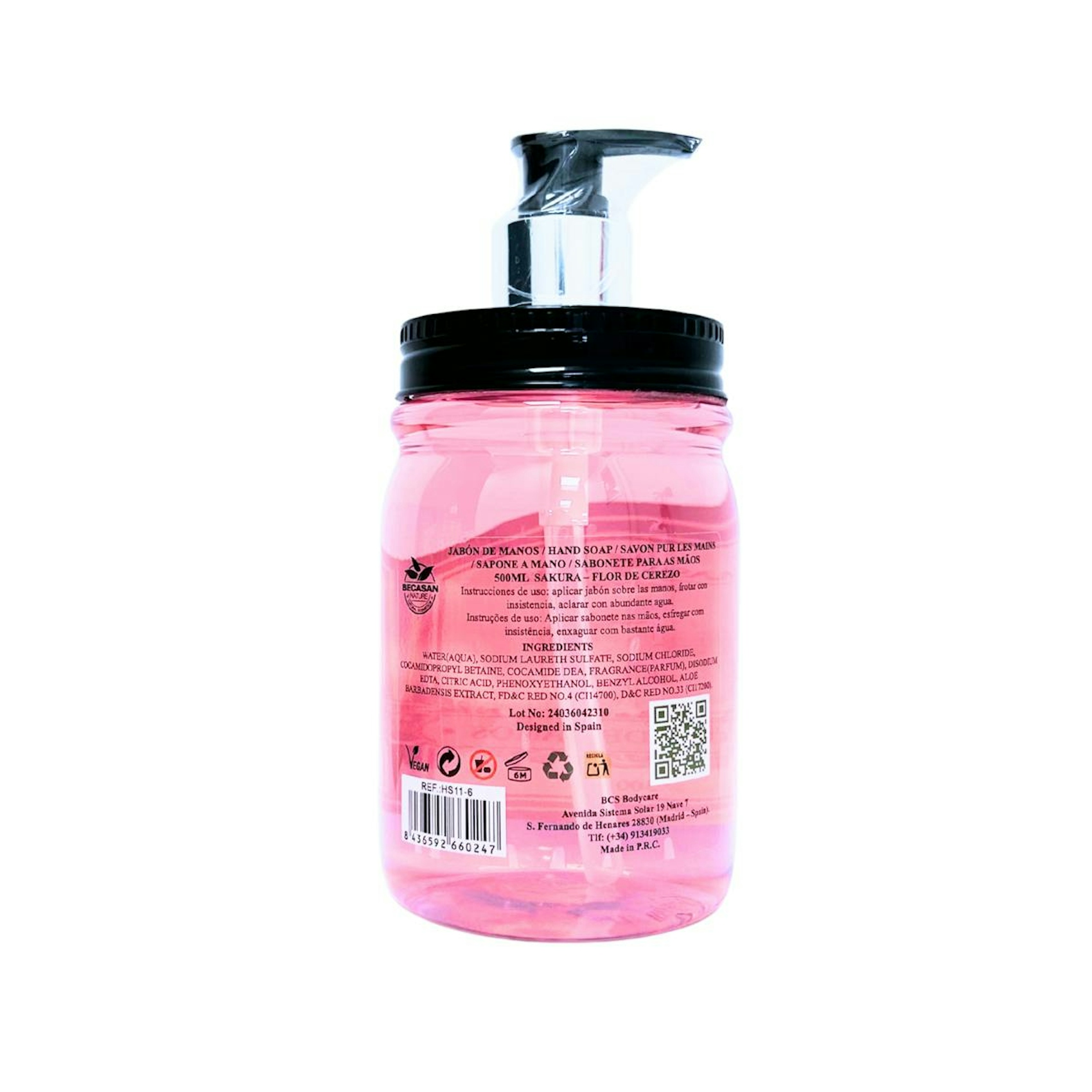 Jabón De Manos Líquido Sakura Becasan 500Ml