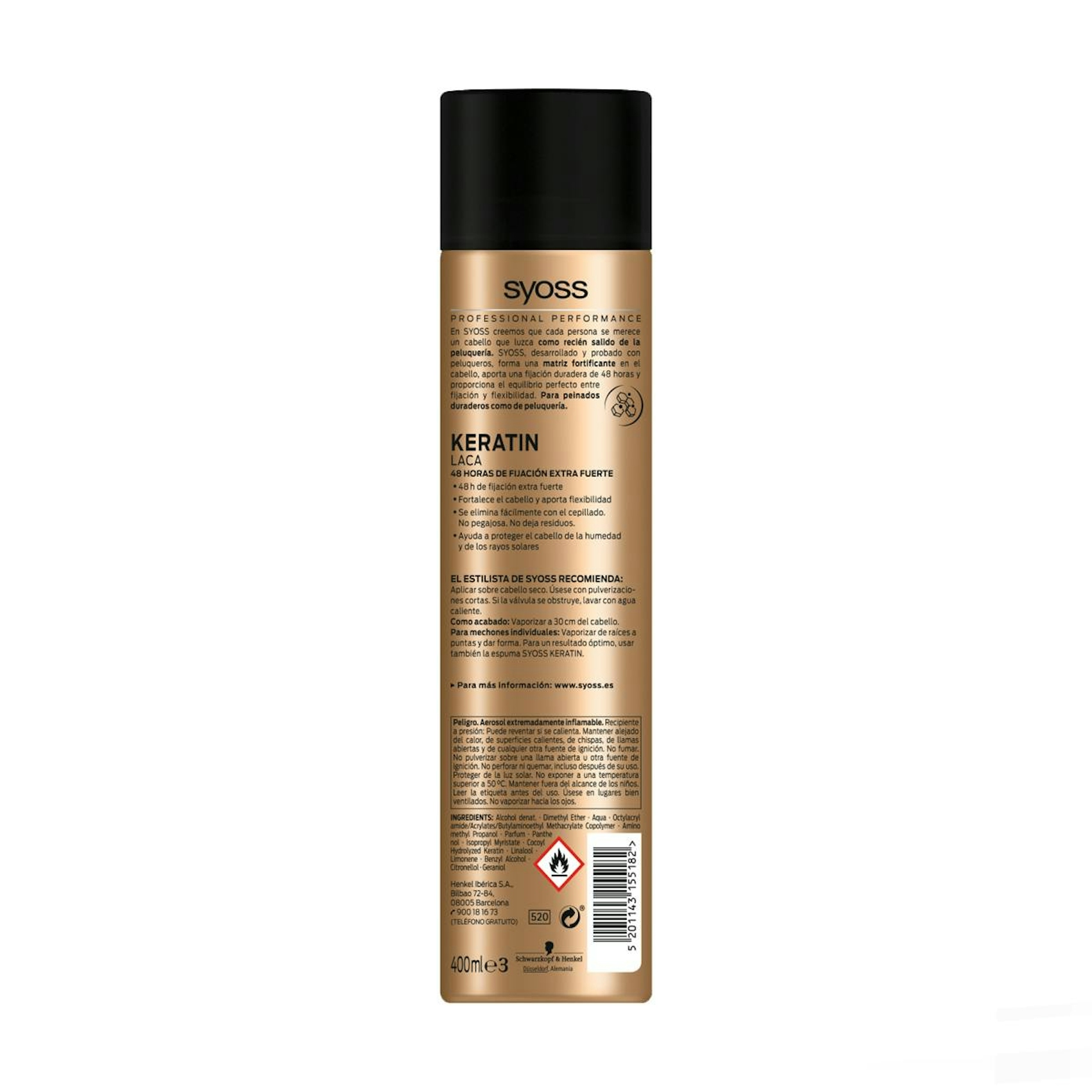 Laca Fijadora Keratin Syoss 400Ml
