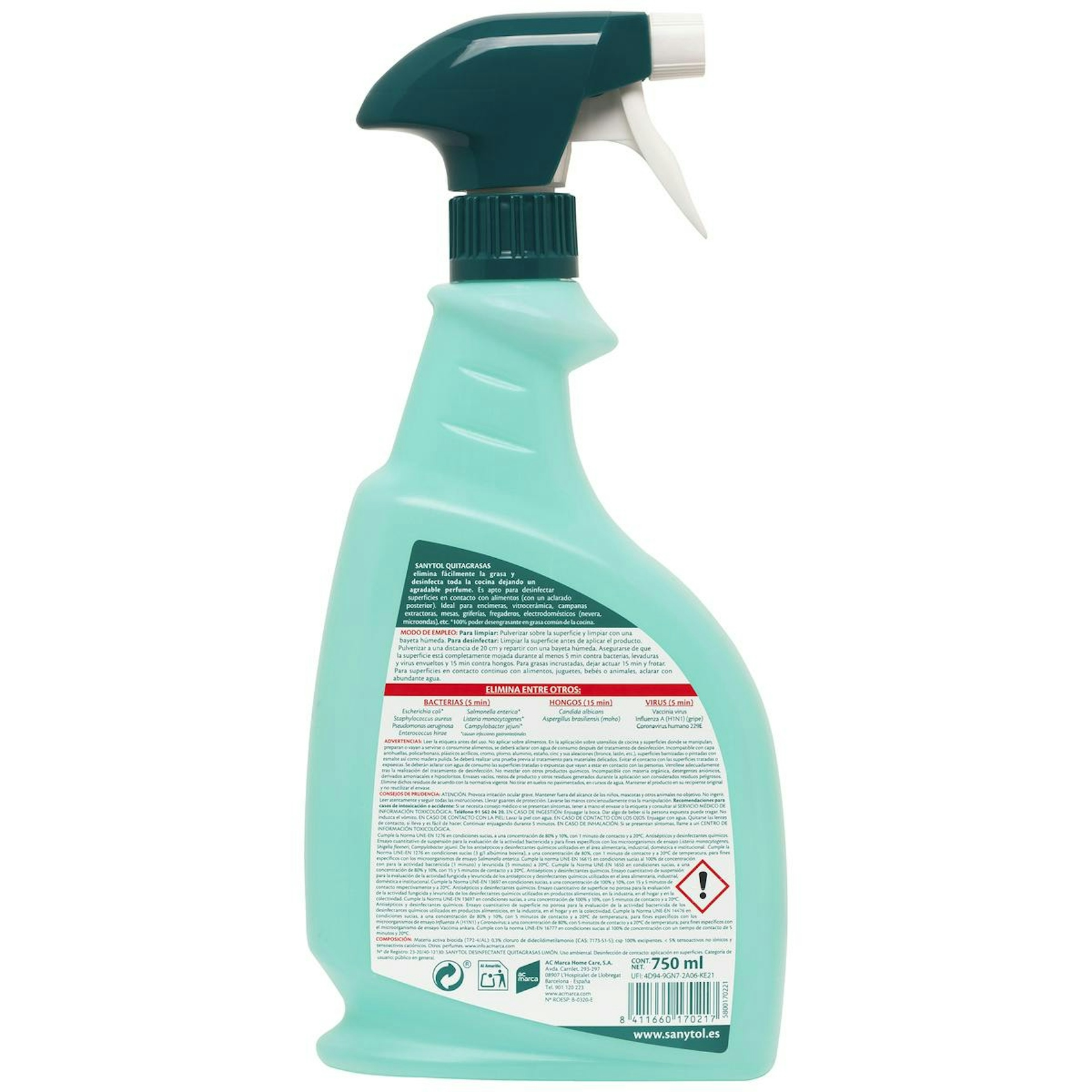Limpiador Desinfectante Quitagrasas Sanytol 750Ml