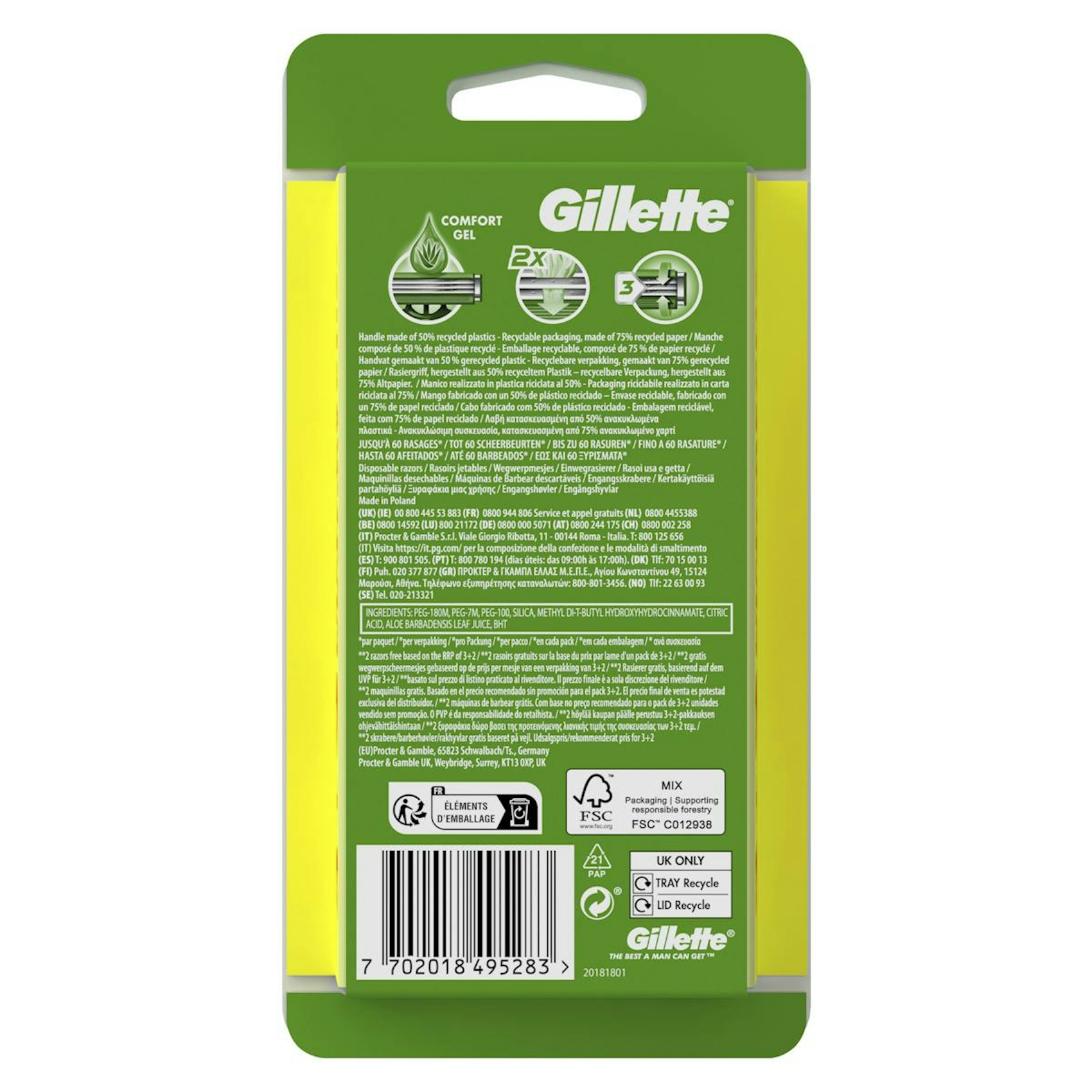 Maquinilla Desechable Sensor 3 Sensitive Gillette 4+1 Uds
