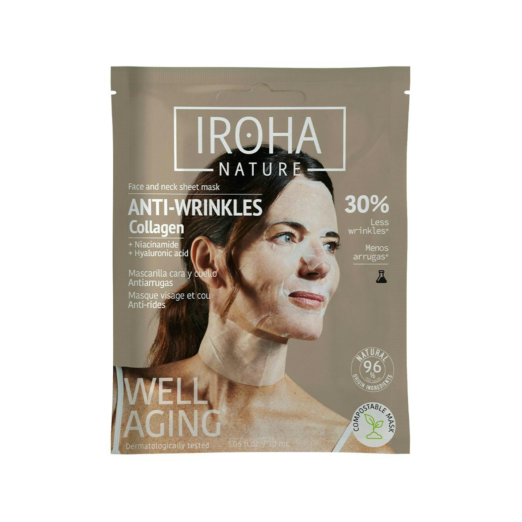 Máscara Anti-Rugas Colagénio E Ácido Hialurónico Iroha Nature 0