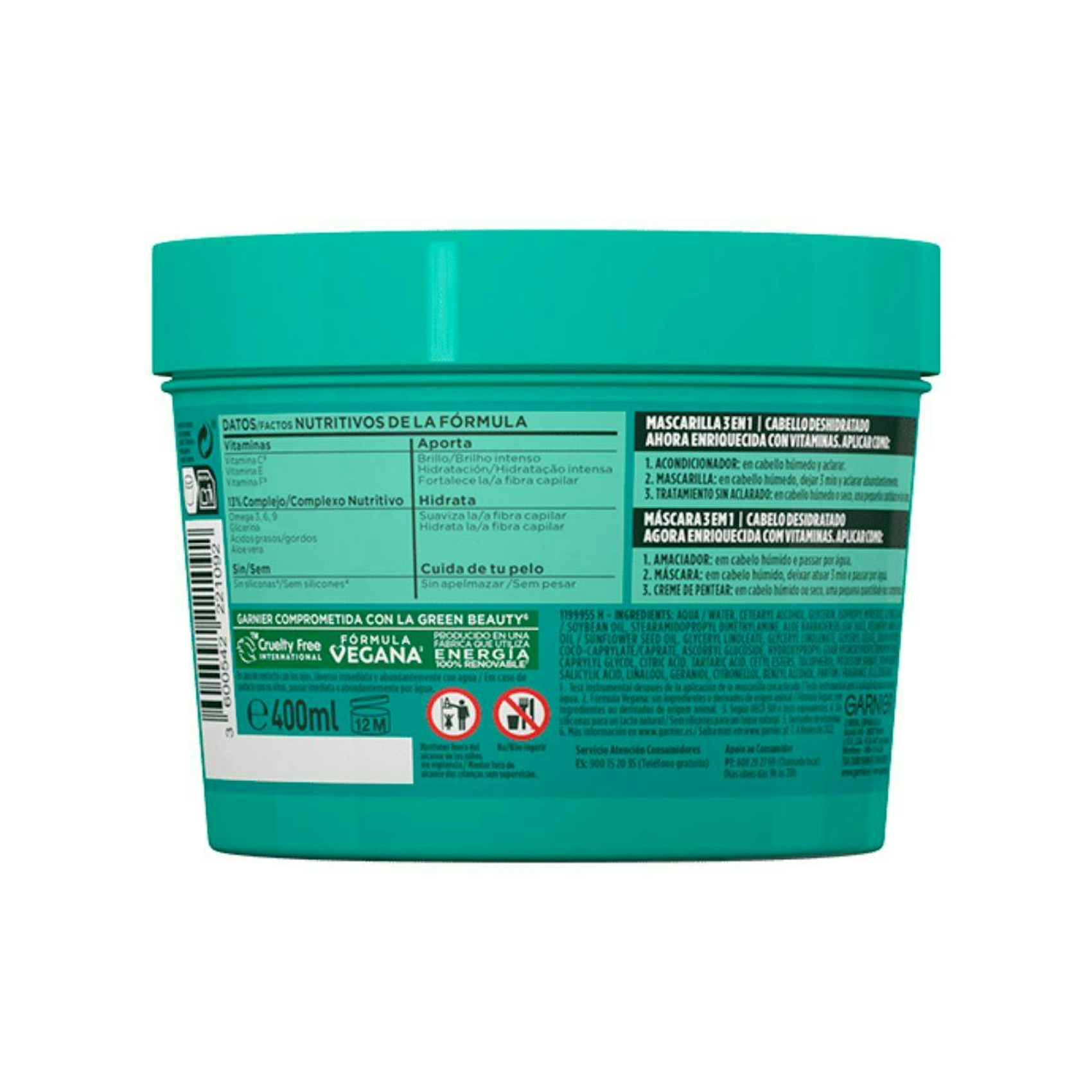 Mascarilla Hidratante Hair Food Aloe Vera Fructis 390Ml