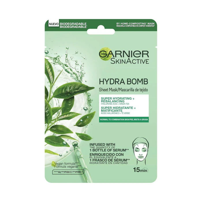Mascarilla Tissu Matificante Hydra Bomb Té Verde Garnier