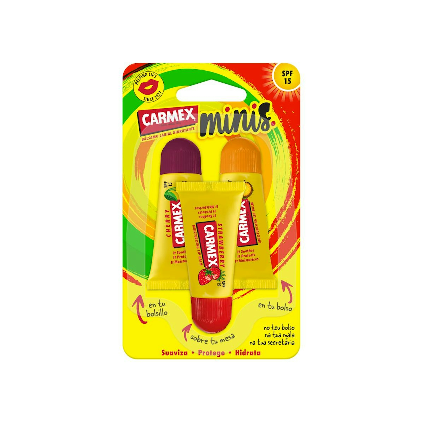 Mini Bálsamos Labiales Hidratantes SPF 15 Carmex Pack 3 Uds 0