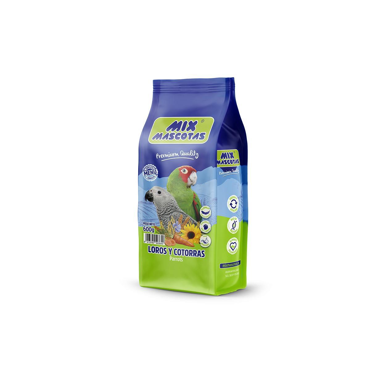 Imagen de Alimento Loros Y Cotorras Mix Mascotas 600Gr