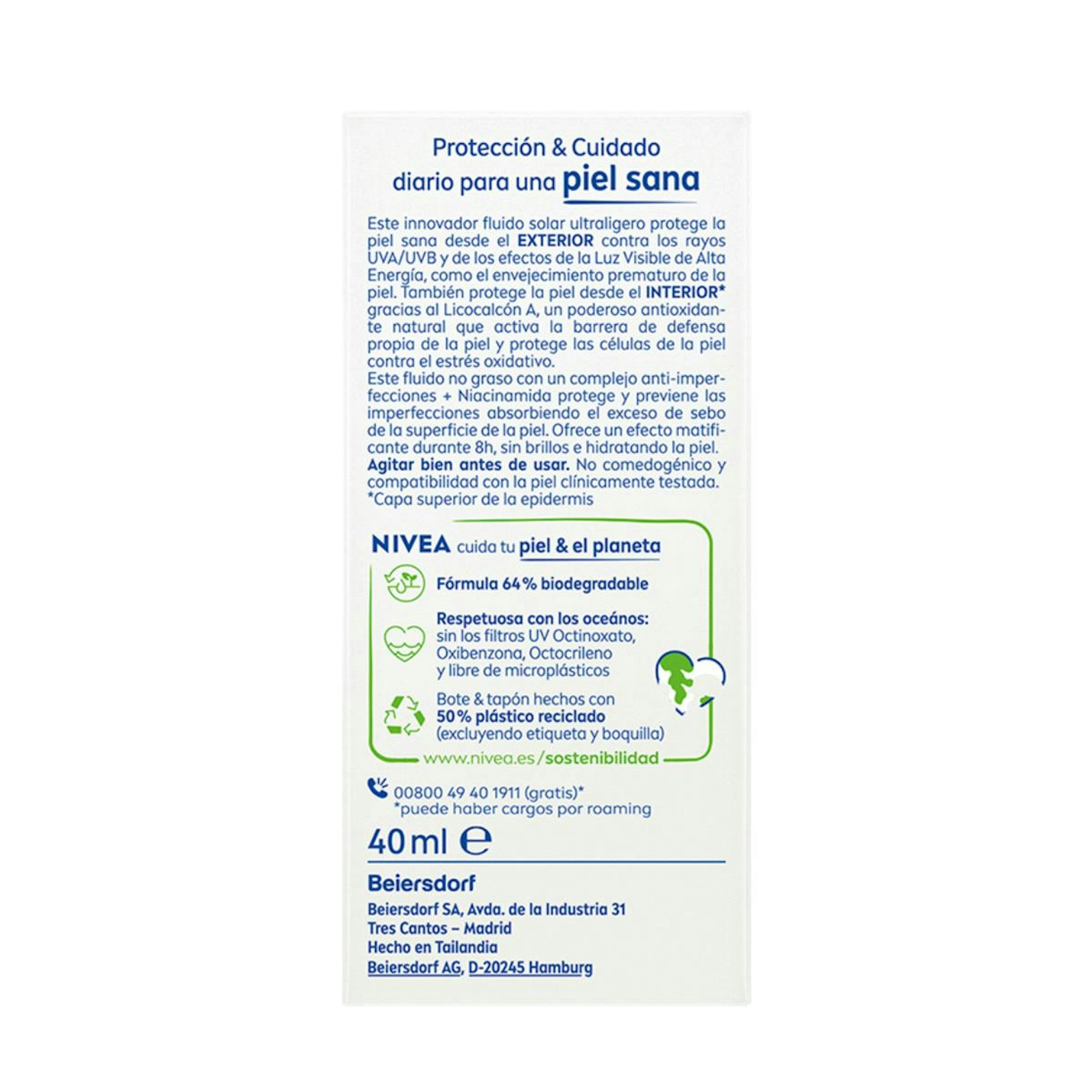 Fluido Solar Facial Derma Skin Clear SPF 50+ Nivea 40Ml