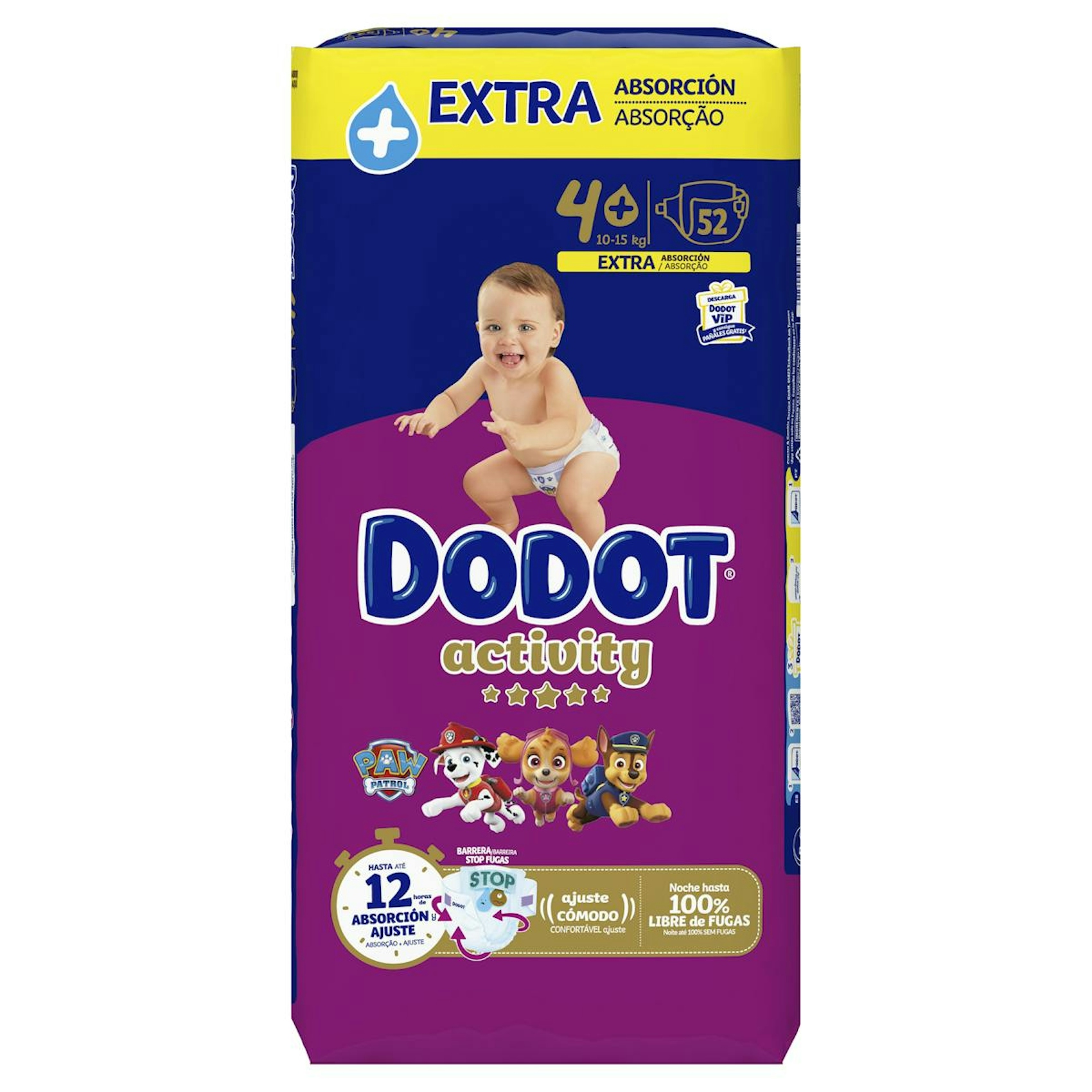Pañales Extra Absorción 10-15 Kgs Talla 4+ Dodot Activity 52 Uds 0
