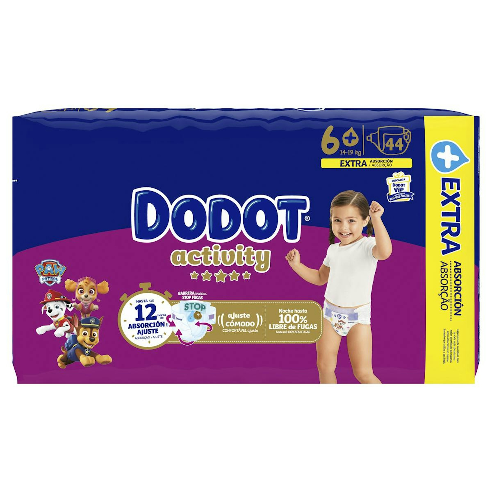 Pañales Extra Absorción 14+ Kgs Talla 6+ Dodot Activity 44 Uds