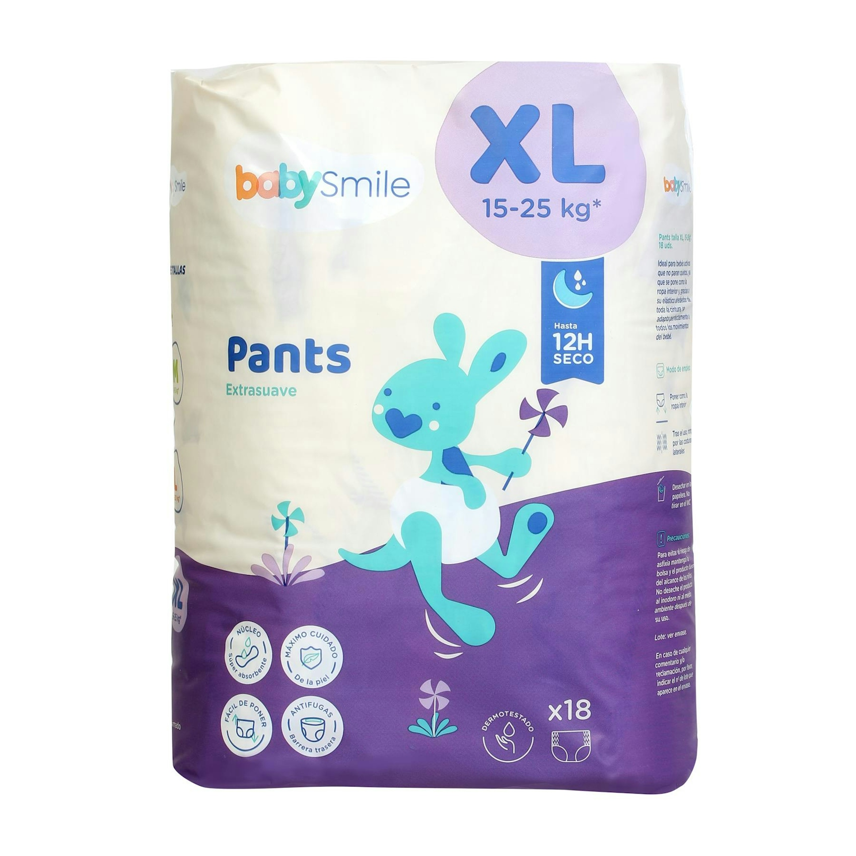 Fraldas Pants Tamanho XL (15-25 Kg) BabySmile 18 Unid. 0