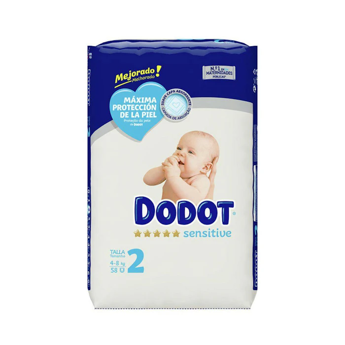 Pañales Sensitive Talla 2 (4-8 Kg) Dodot 58 Uds