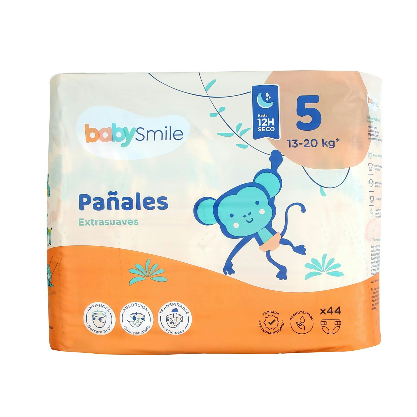Fraldas Tamanho 5 (13-20 Kg) BabySmile 44 Unid. 0
