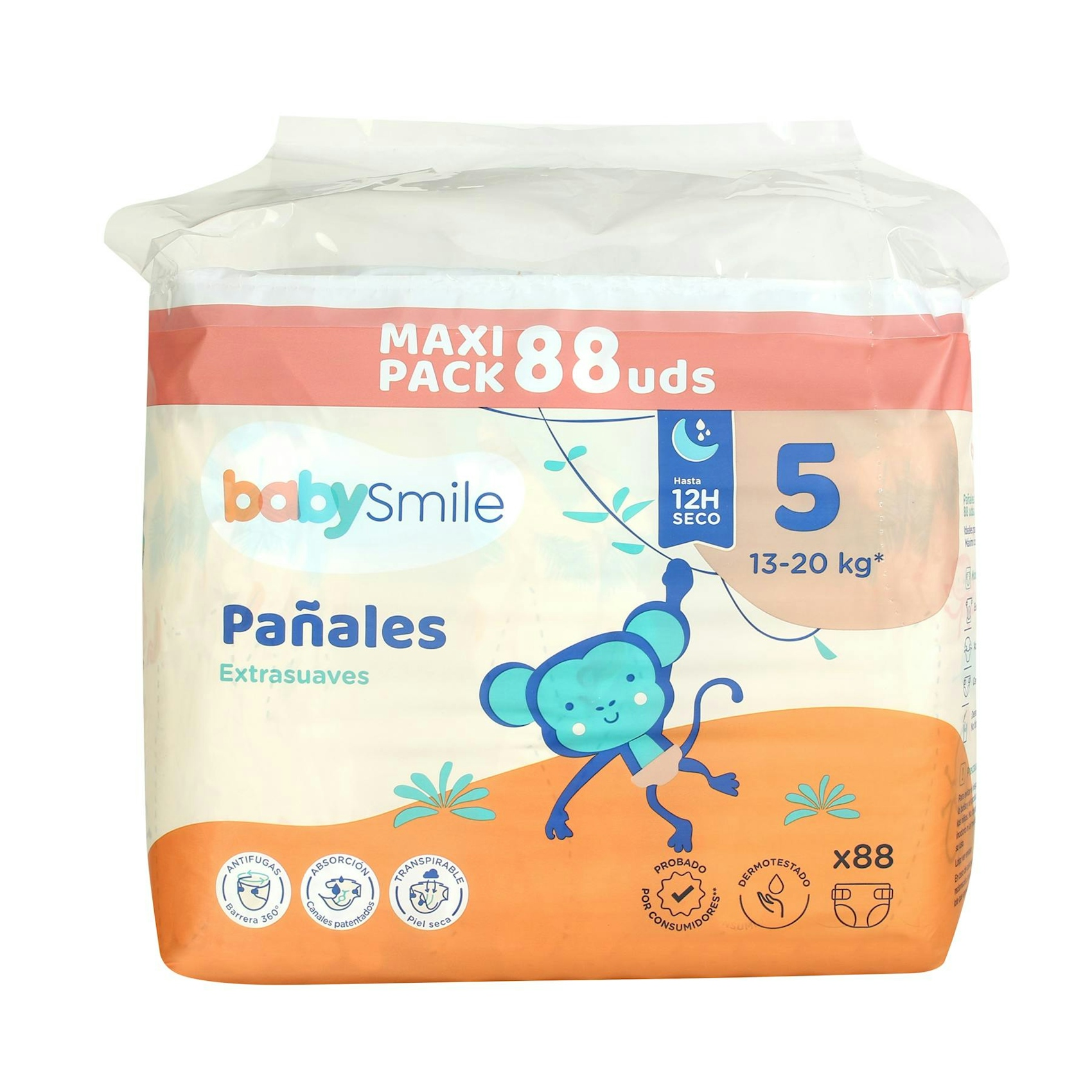 Fraldas Tamanho 5 (13-20 Kg) BabySmile 88 Unid. 0