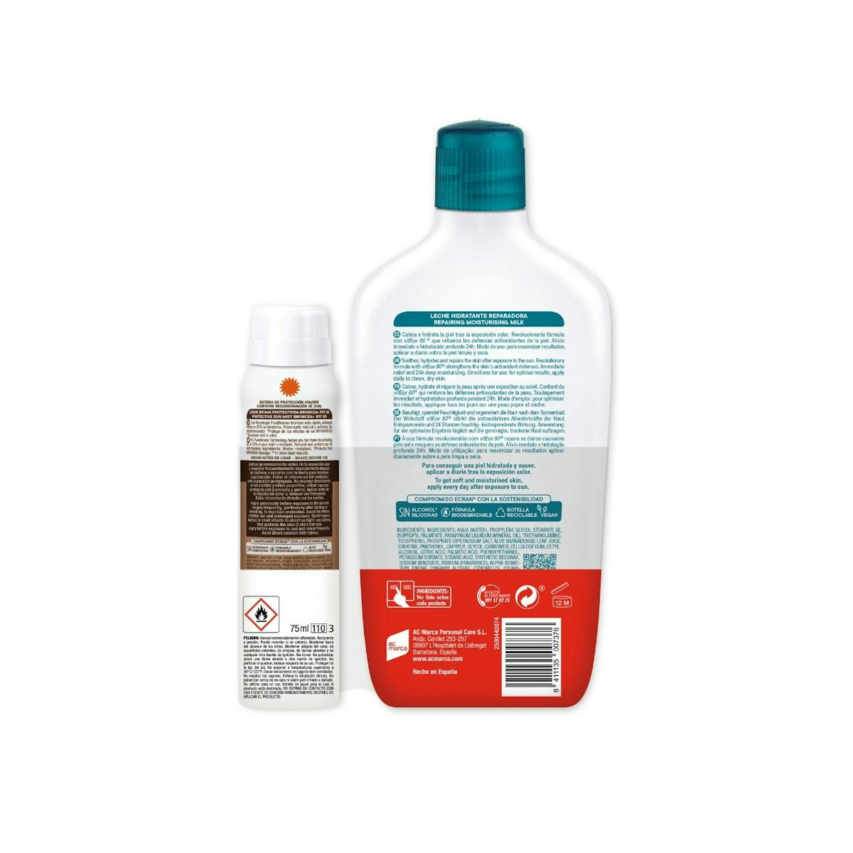 Pack Aftersun Reparador + Bruma Solar SPF 30 Ecran Sunnique