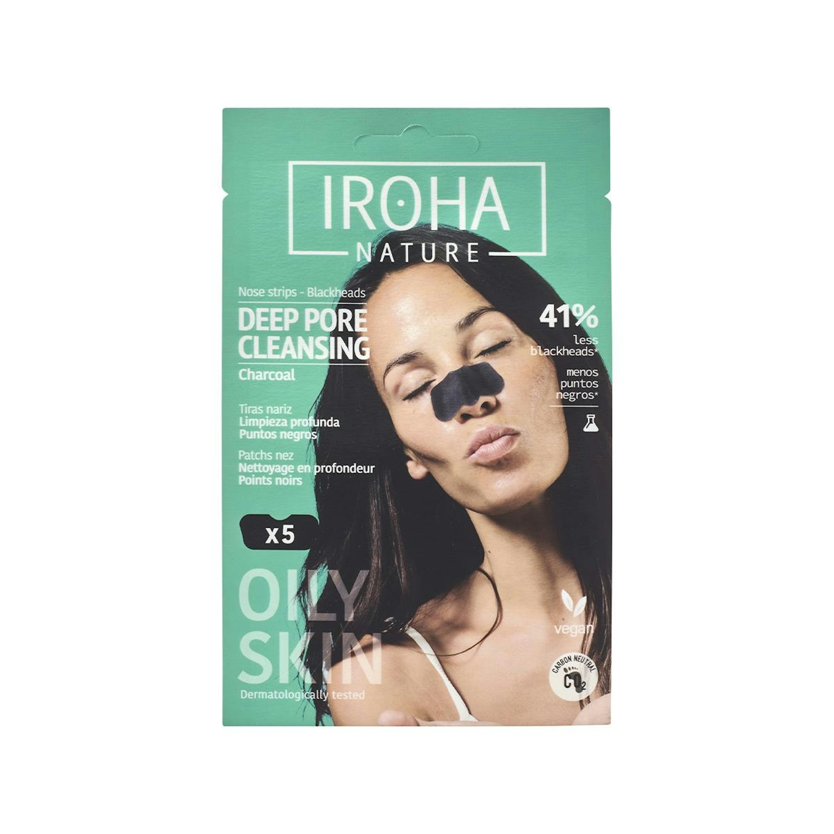 Parches De Nariz Limpieza De Puntos Negros Carbón Iroha Nature 5 Uds 0