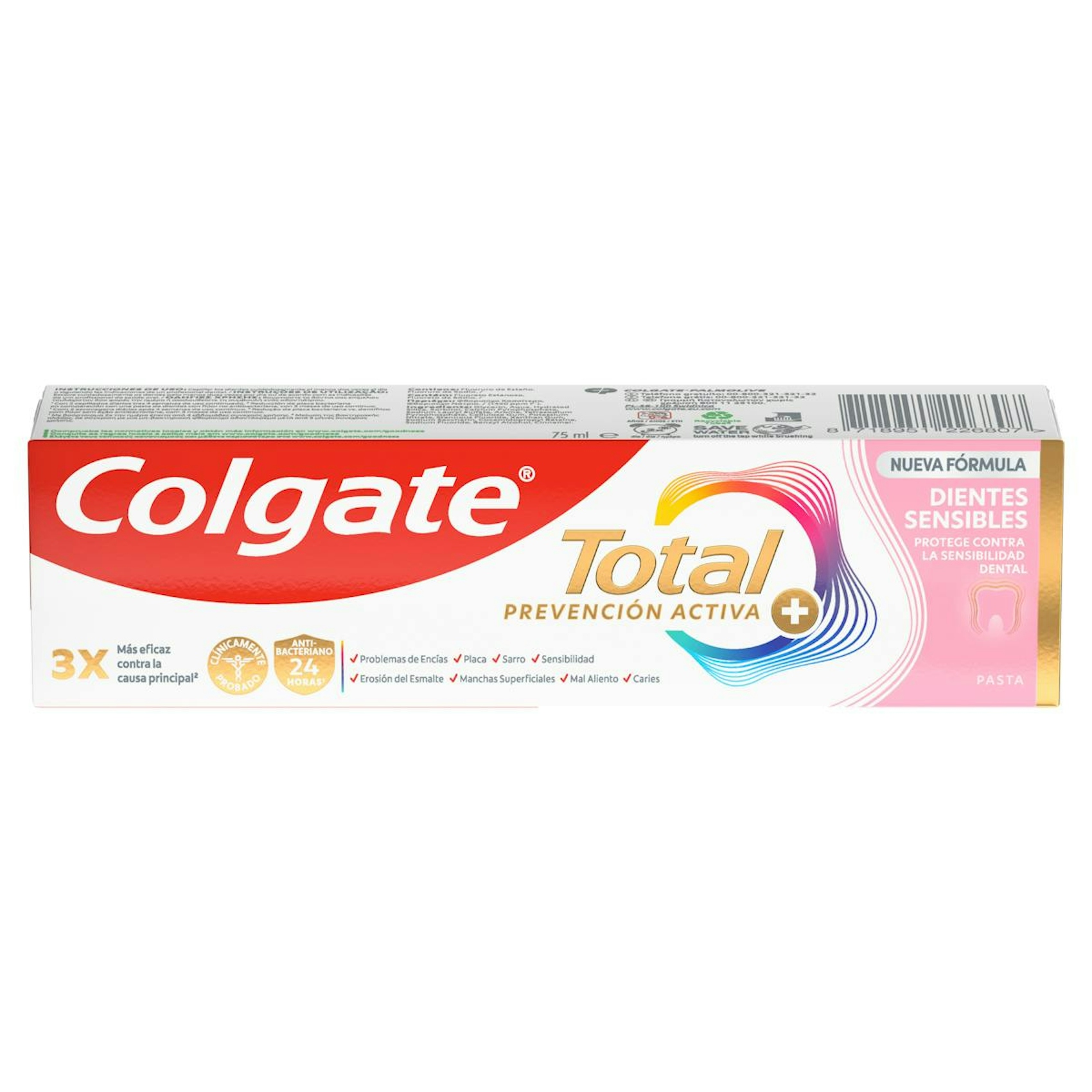 Pasta De Dientes Prevención Activa + Dientes Sensibles Colgate Total 75Ml