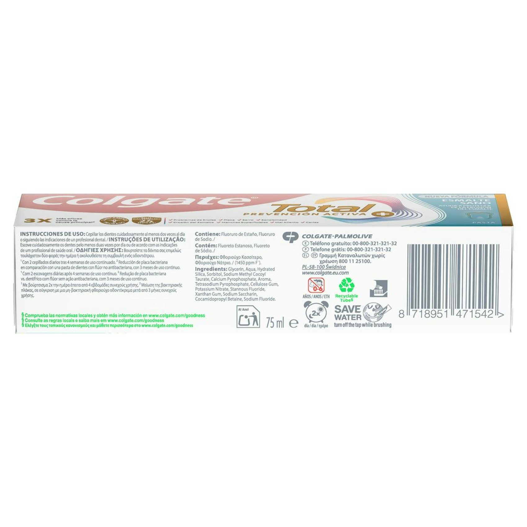 Pasta De Dientes Prevención Activa + Esmalte Sano Colgate Total 75Ml