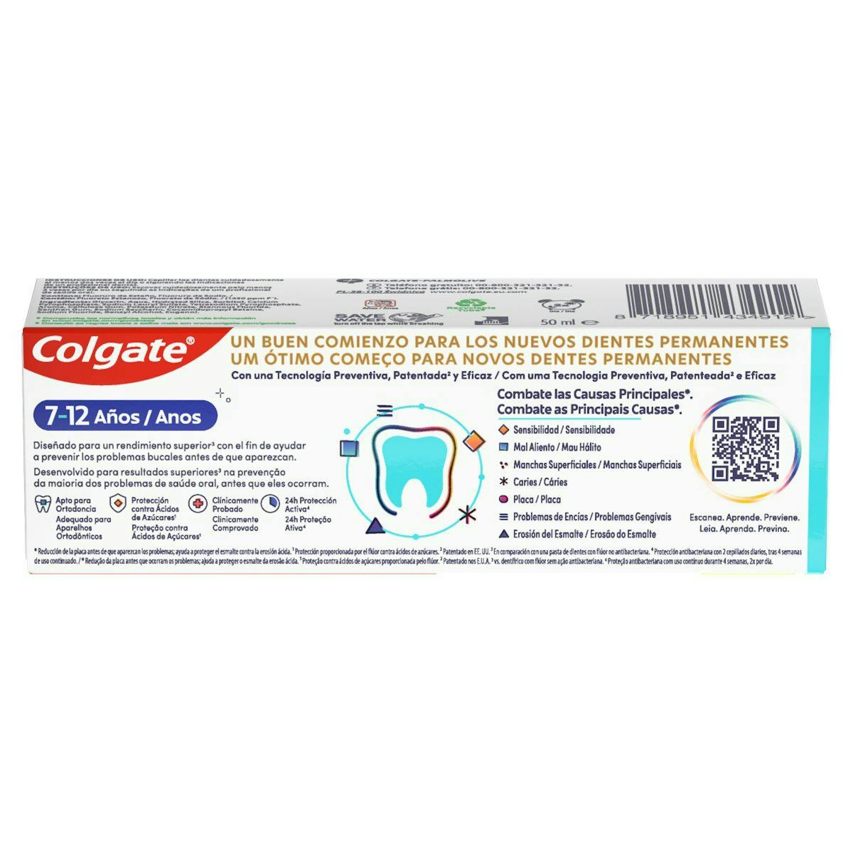 Pasta De Dientes Prevención Activa Junior 7-12 Años Colgate Total 50Ml