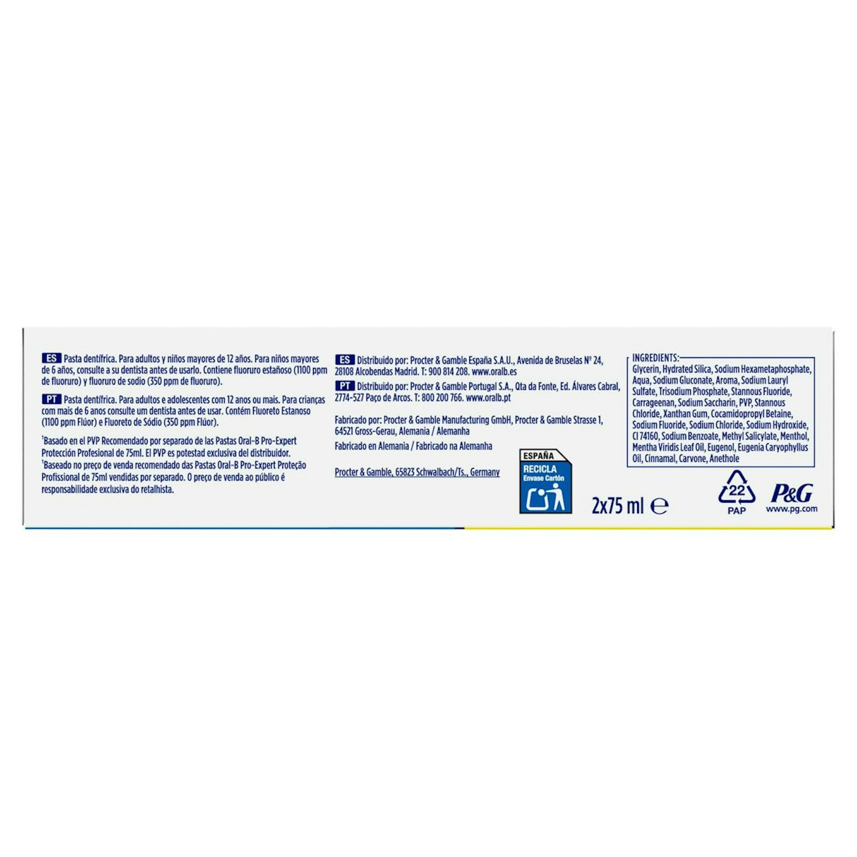 Pasta De Dientes Pro Expert Oral-B 2x75Ml