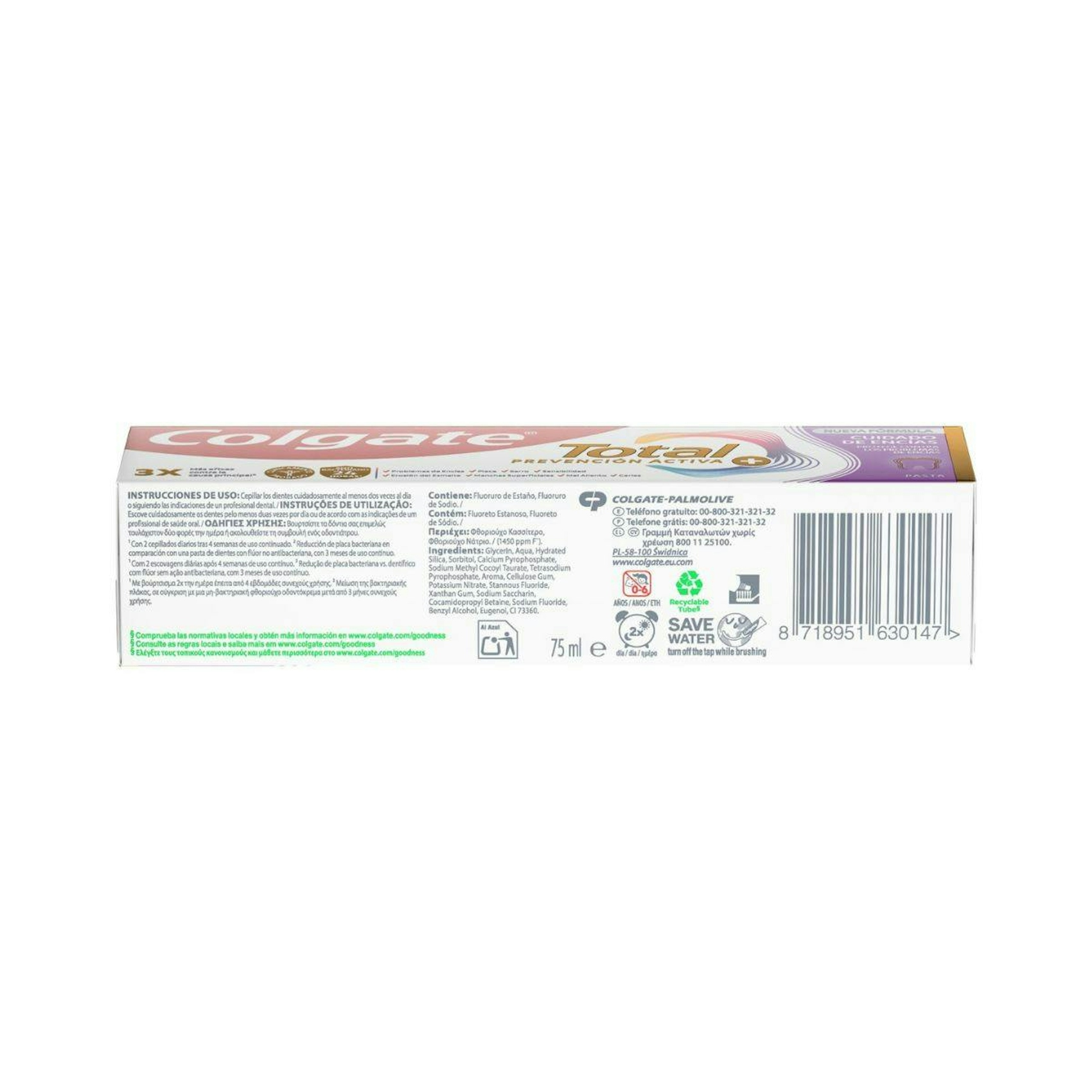 Pasta de Dientes Prevención Activa + Cuidado de Encías Colgate Total 75Ml