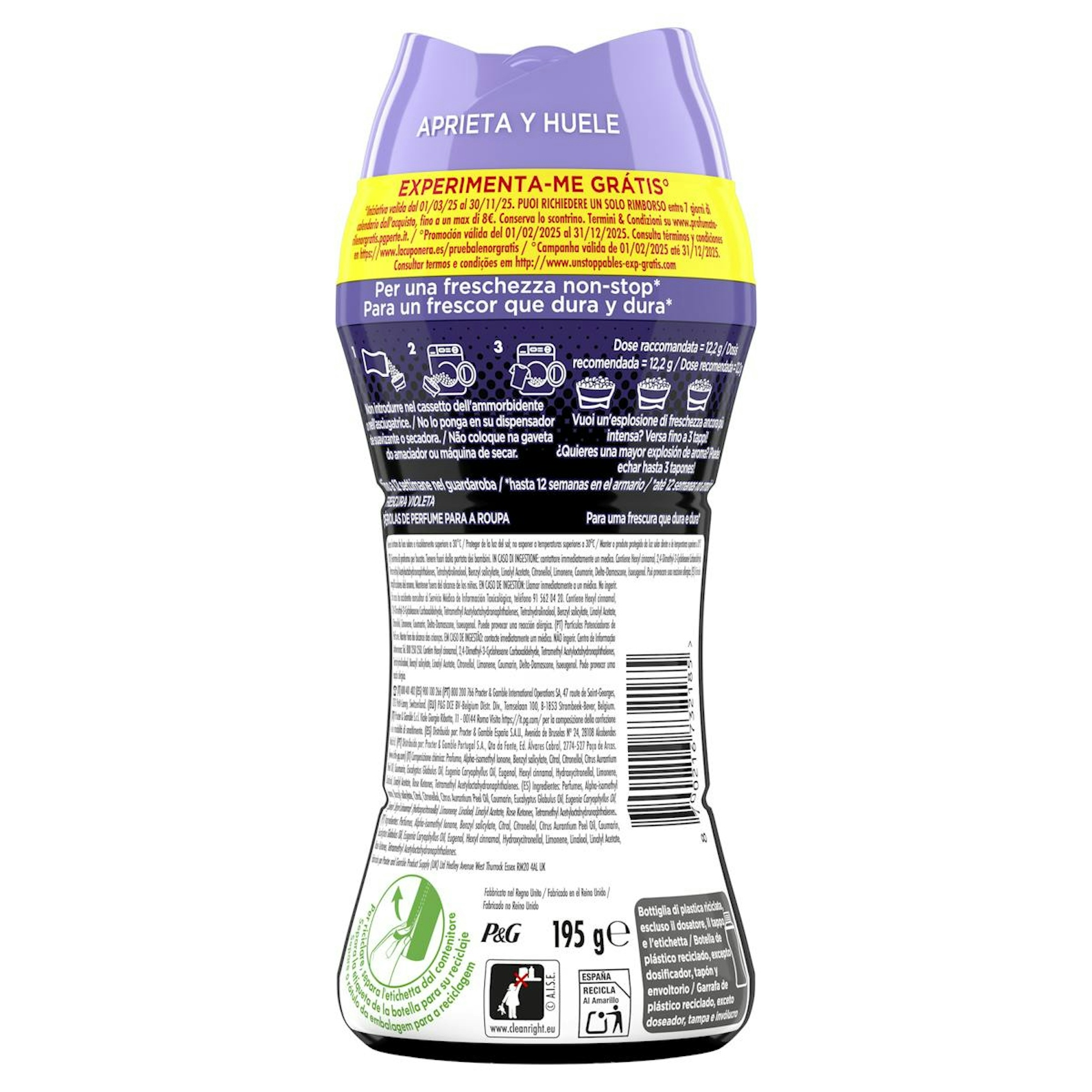 Perlas Perfumadas Unstoppables Frescor Violeta Lenor 195 Gr
