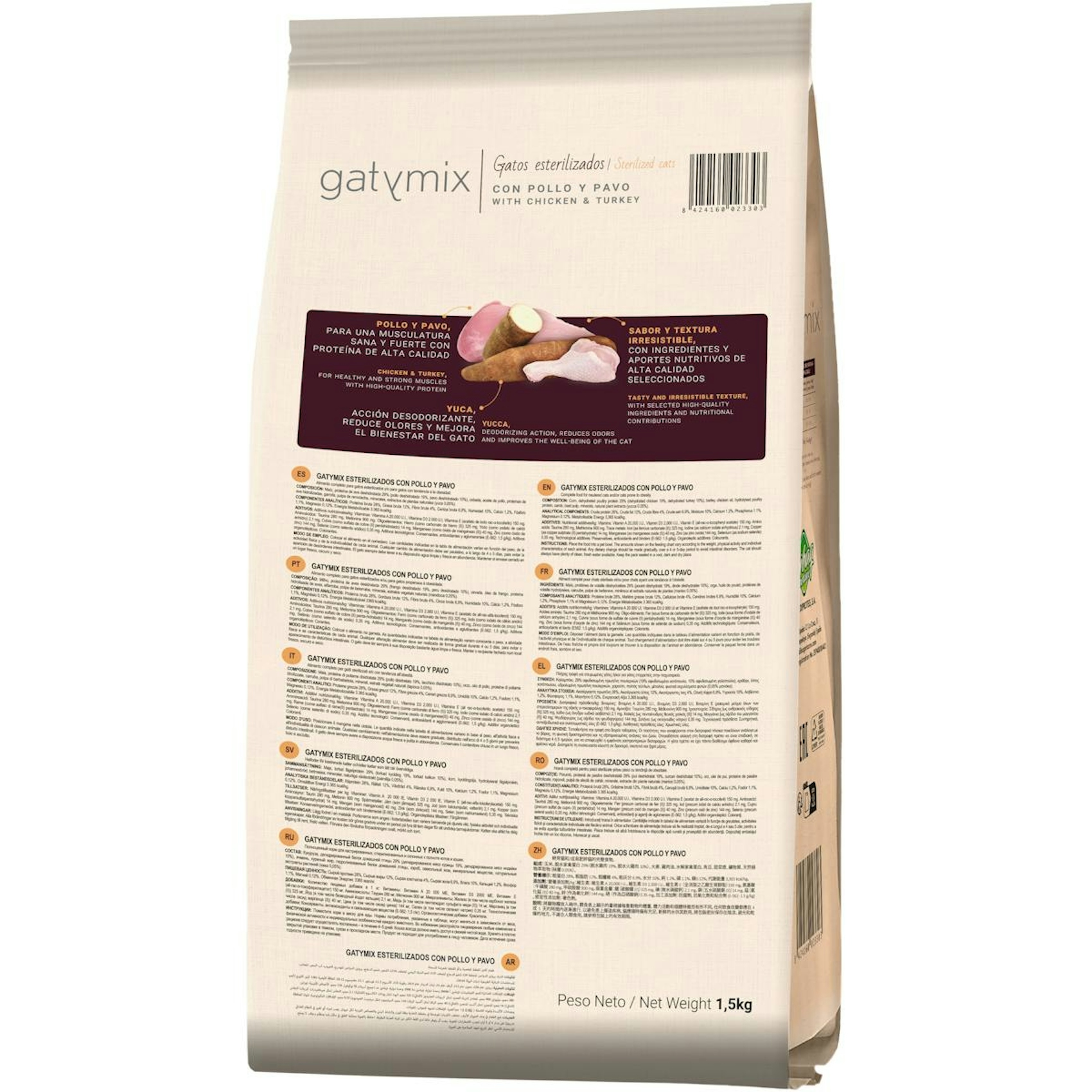 Pienso Gatos Esterilizados Pollo y Pavo Gatymix 1.5Kg