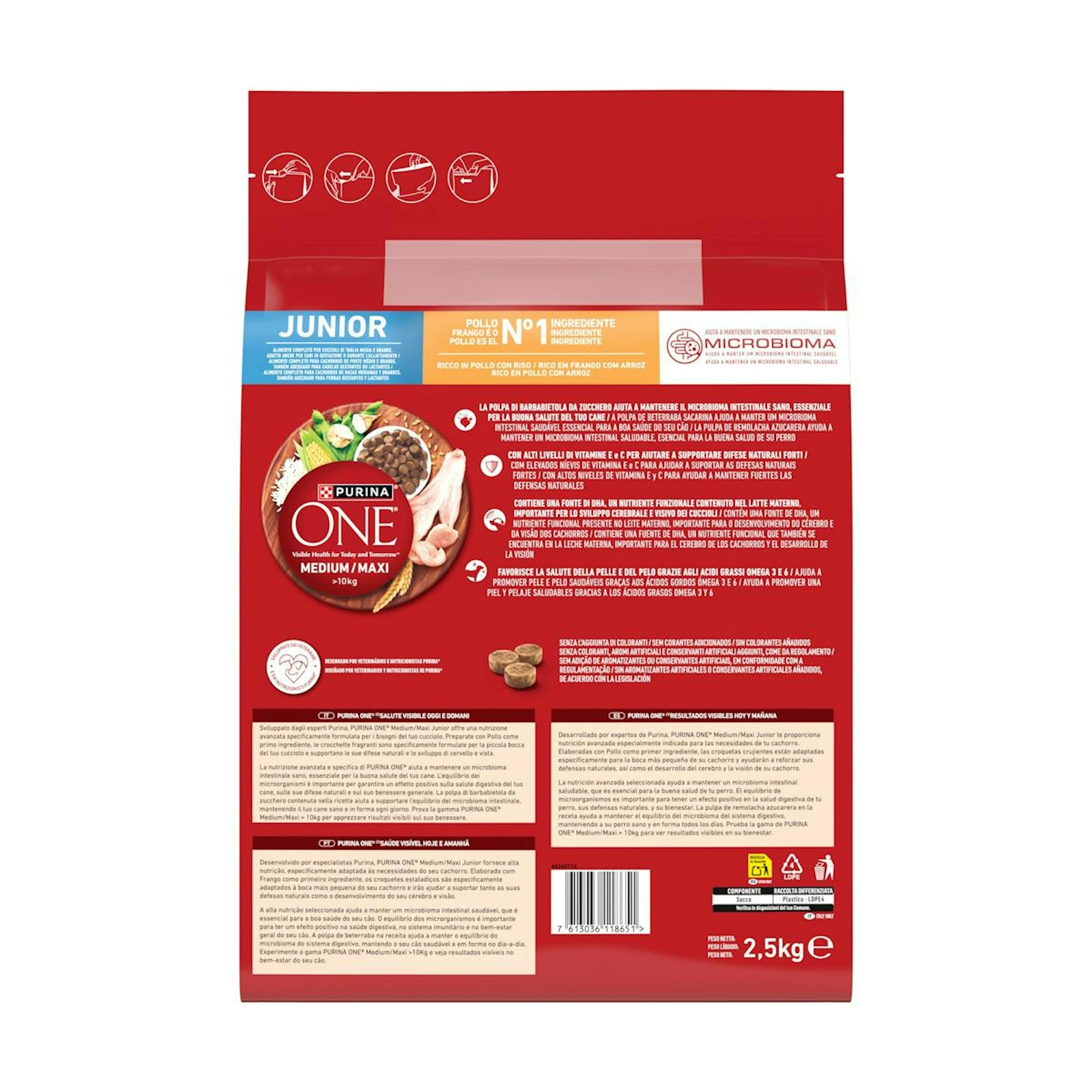 Pienso Perros Medio/Maxi Junior Pollo Purina One 2.5Kg