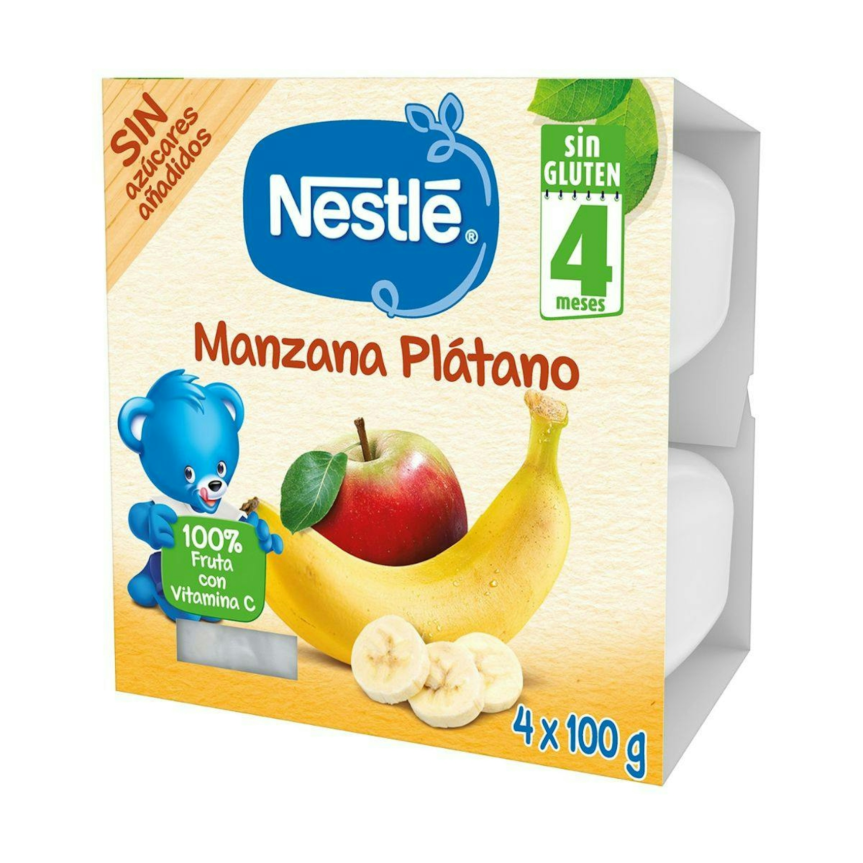 Puré Manzana Y Plátano Nestlé 4x100Gr 0