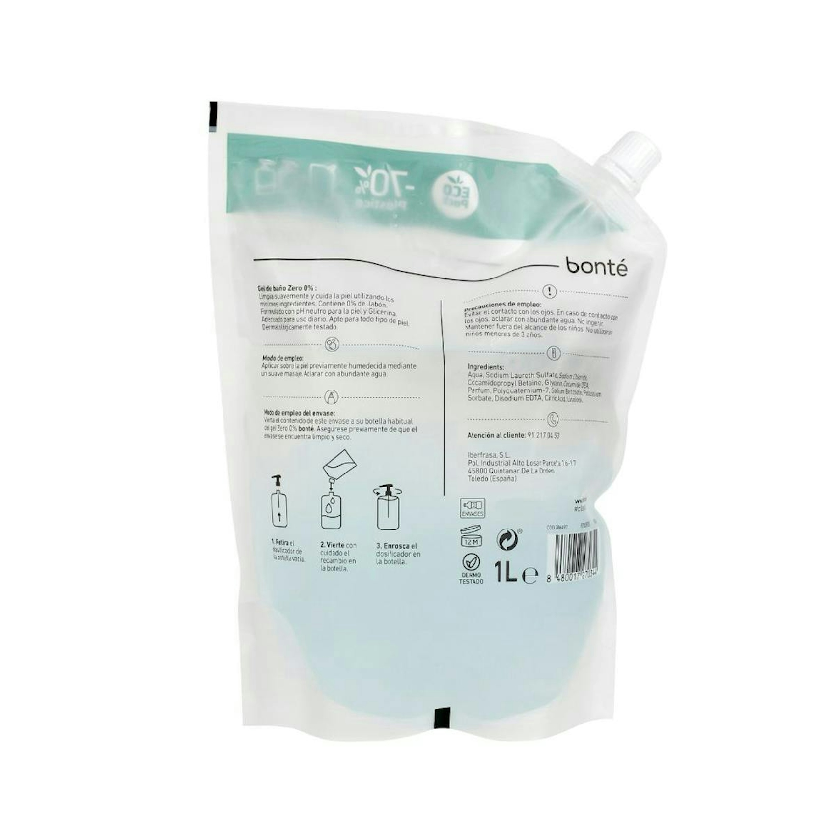 Recambio Gel Ducha Zero 0% Bonté 1 Lt