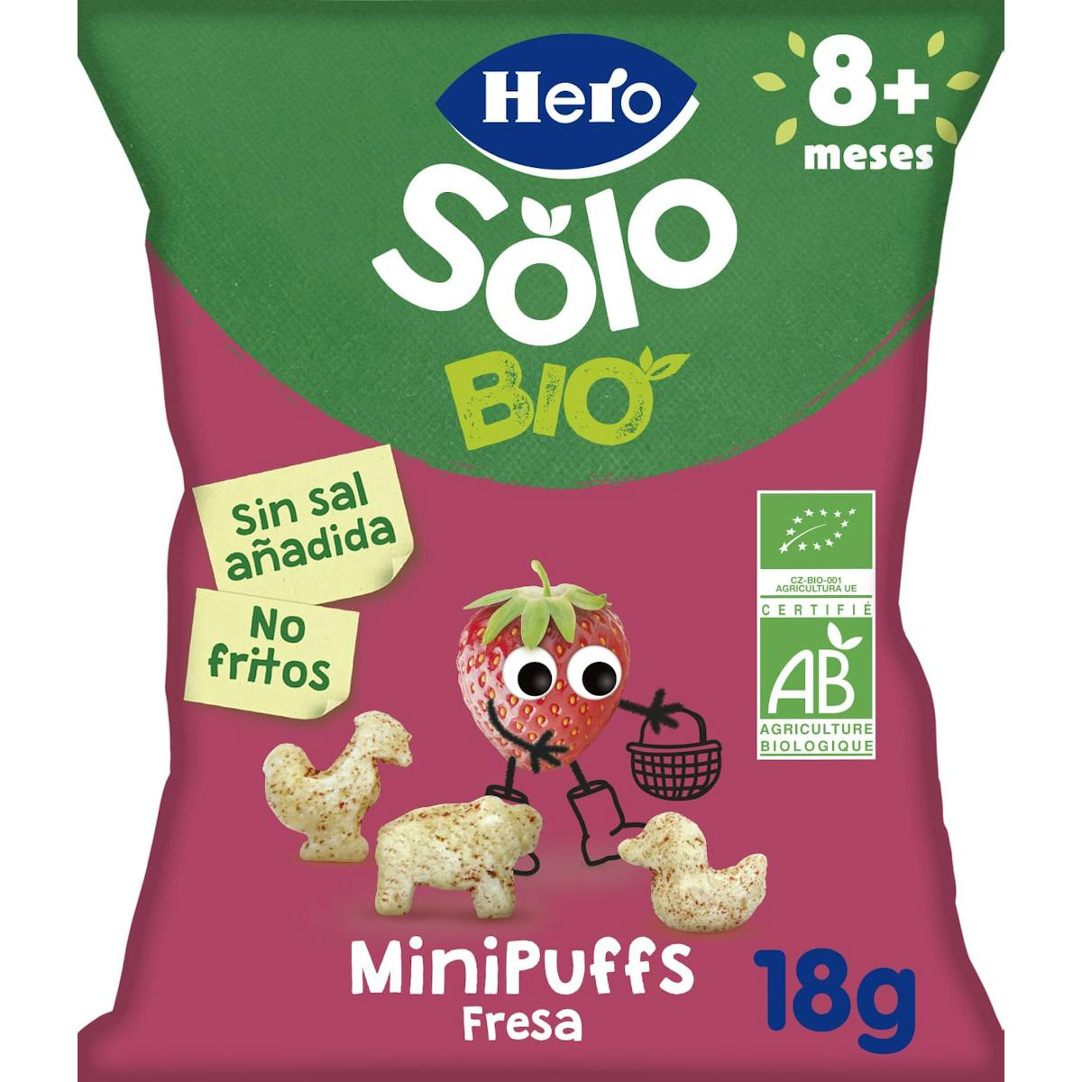 Imagen de Snack Minipuffs Fresa Hero Solo 18Gr