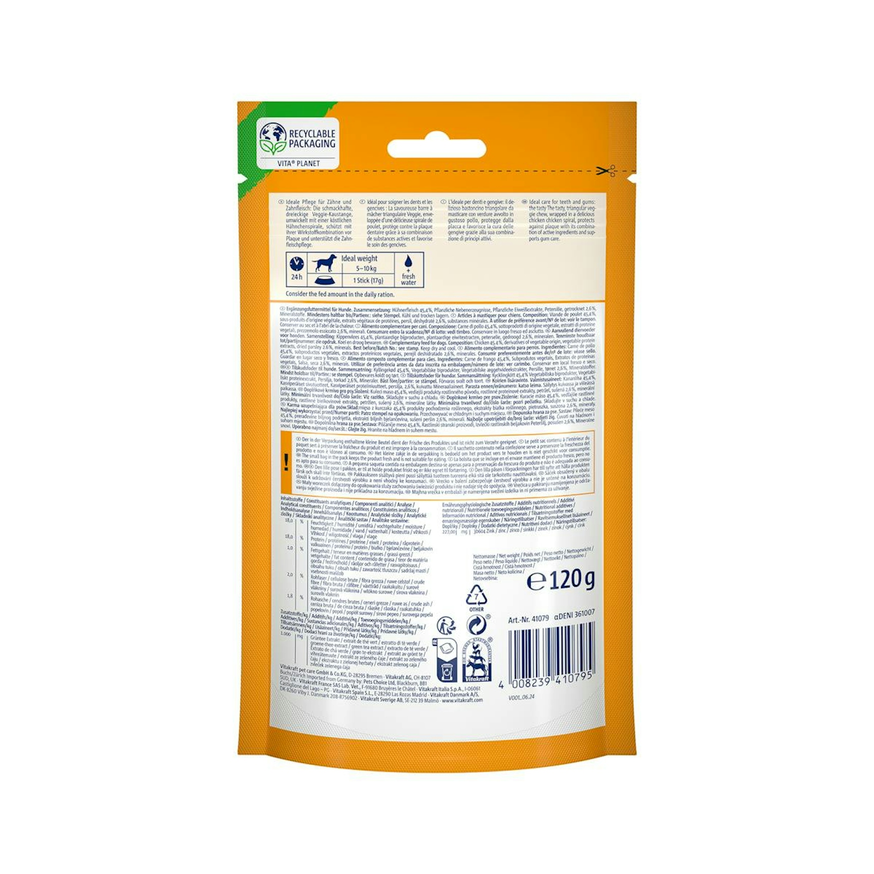 Snack Perros Pequeños Dental Chew Vitakraft 127 G