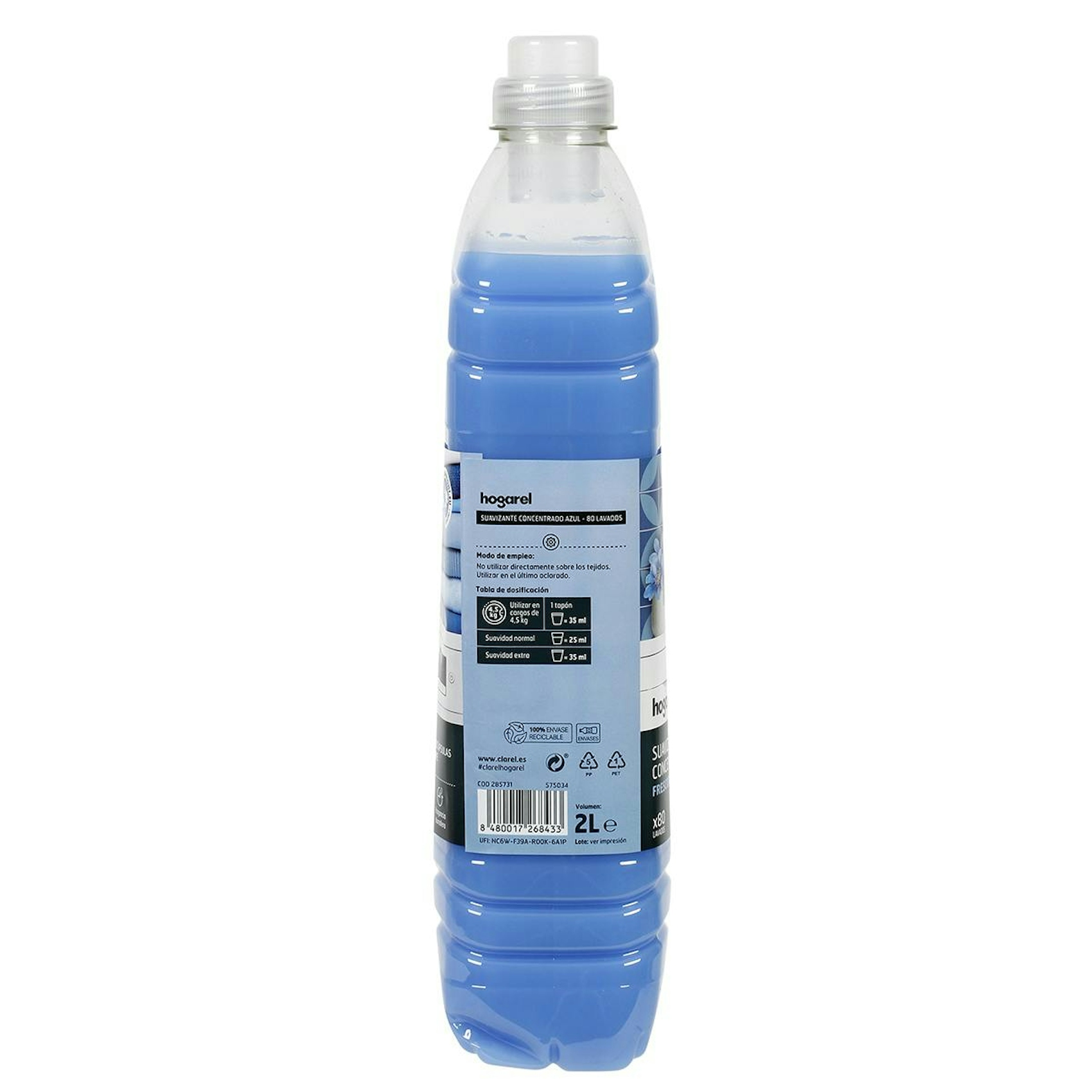 Suavizante Concentrado Azul Hogarel 2 L 80 Lavados